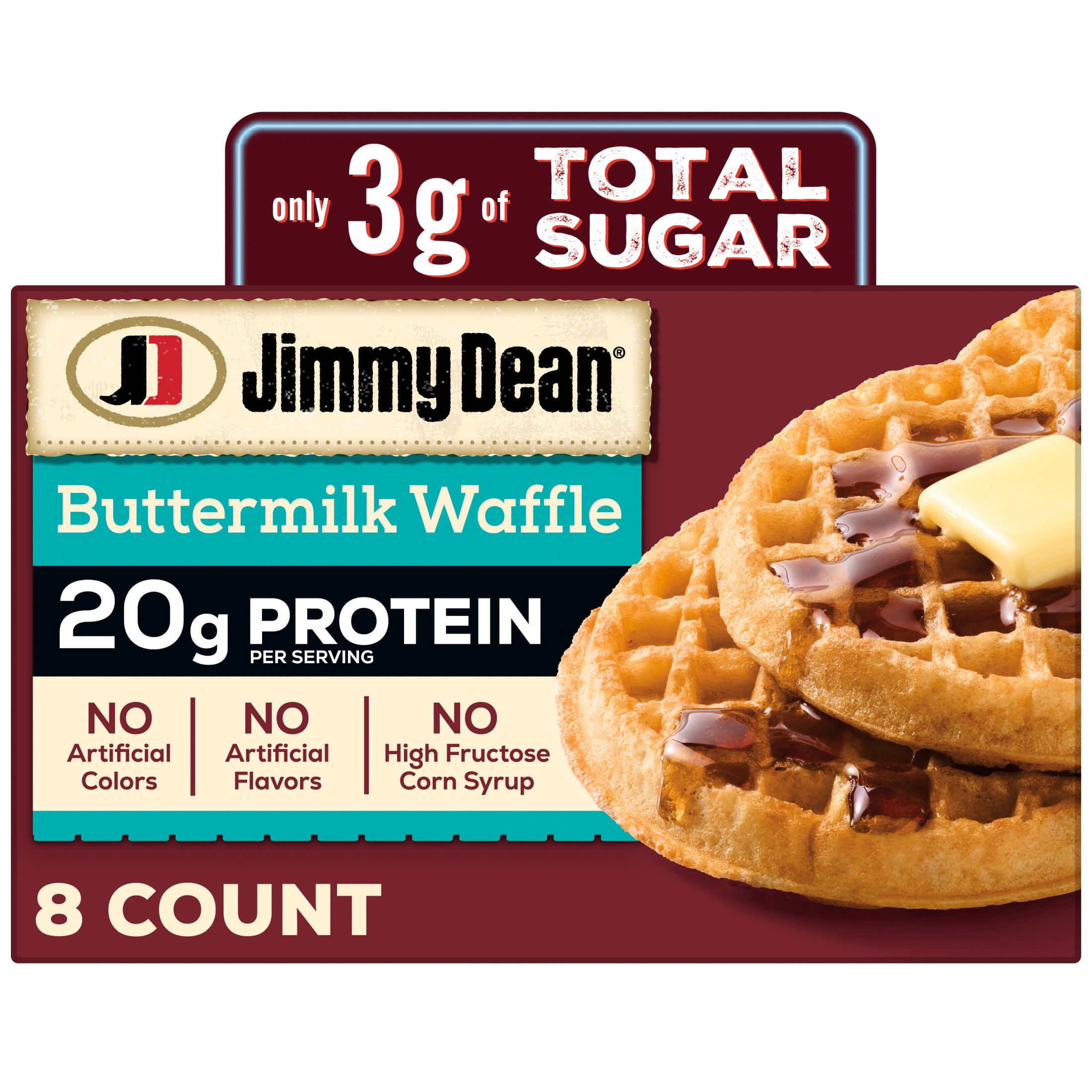 Jimmy Dean Frozen Protein Buttermilk Waffles, 11.28 oz, 8 Count