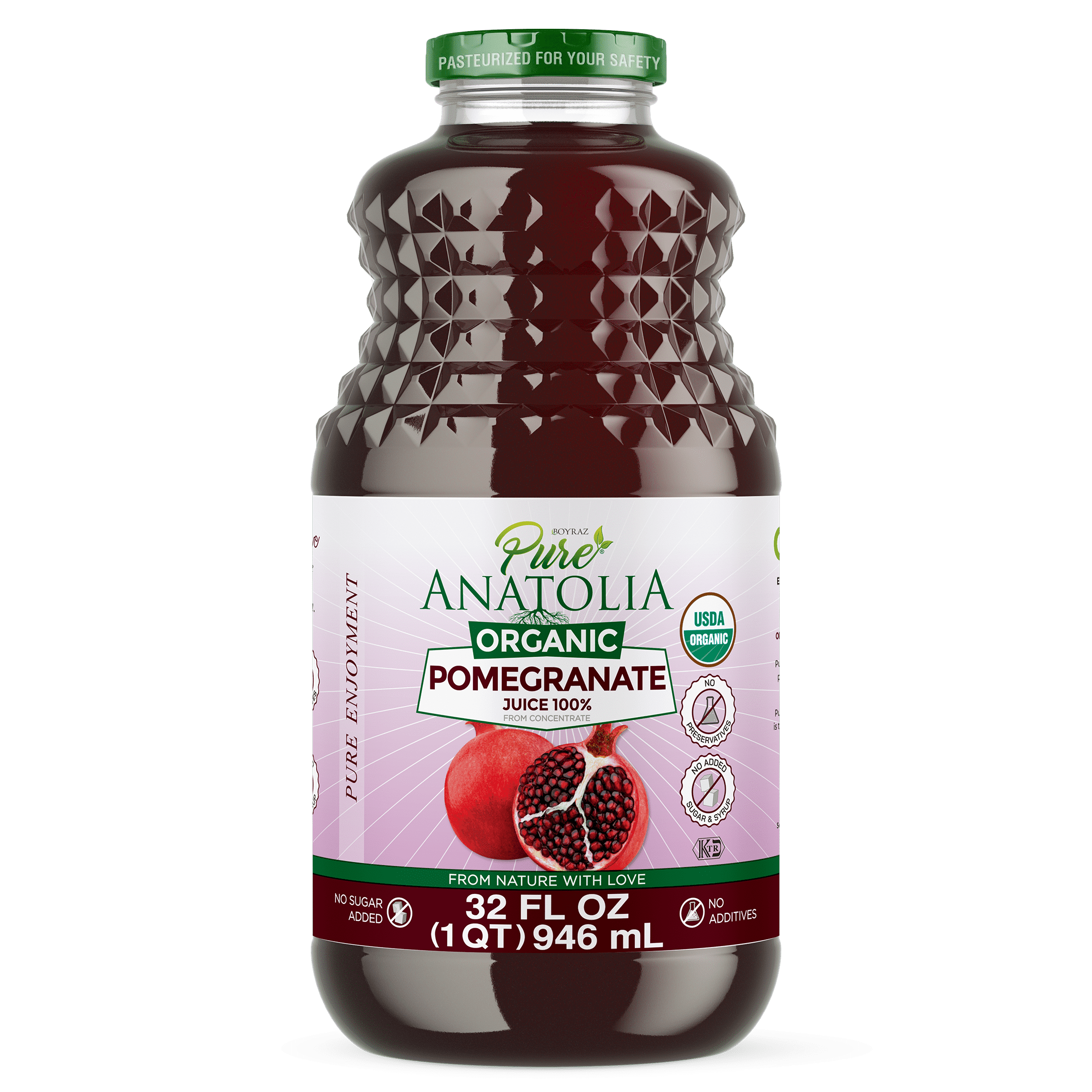 Pure Anatolia Organic Pomegranate Juice, 32 Fl Oz Glass Bottle