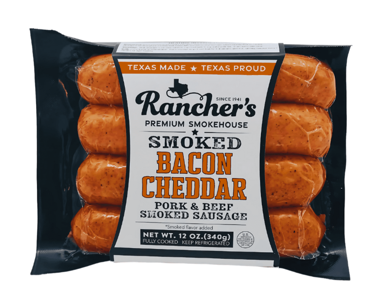 Rancher's Premium Smokehouse Bacon Cheddar, Pork and Beef Smoked Sausage Links, 12 oz Refrigerated
