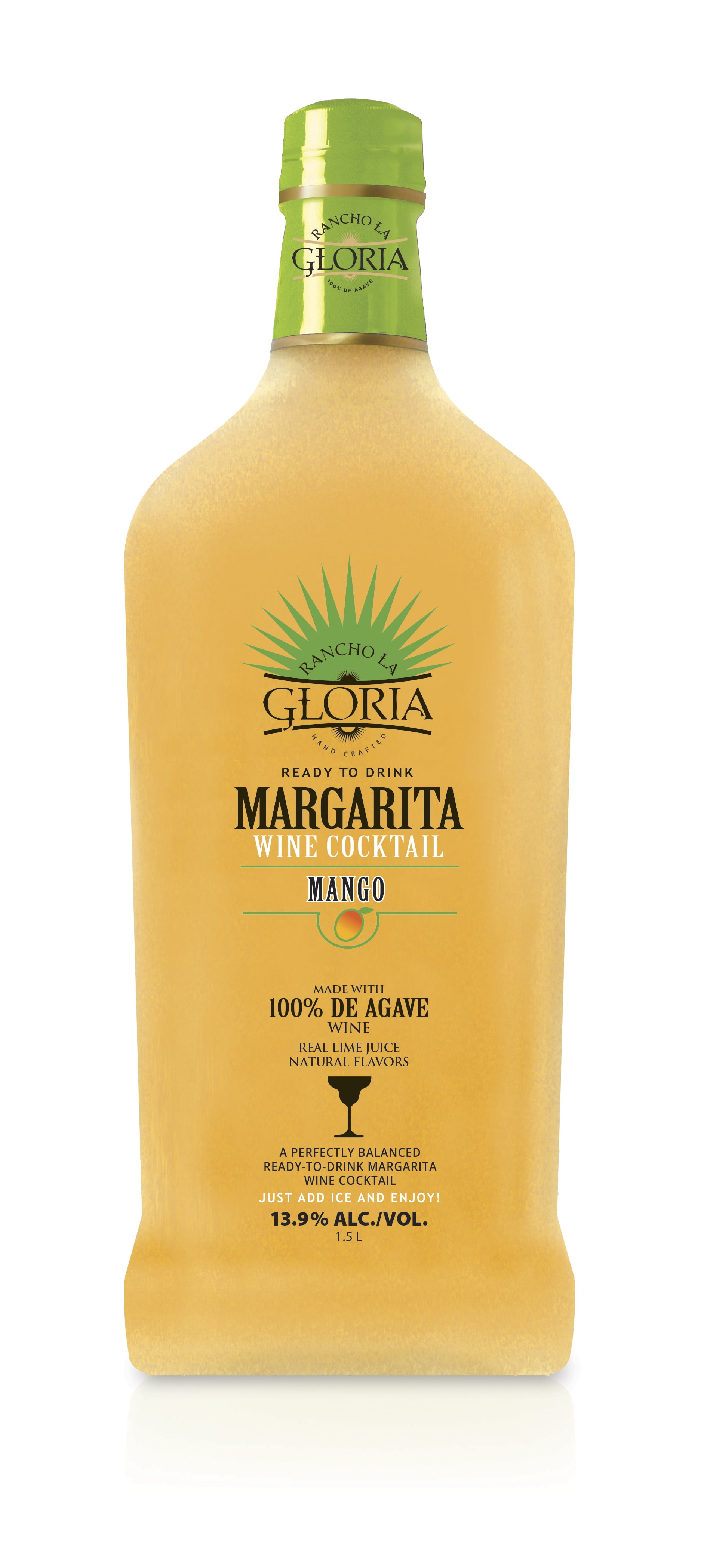 Rancho La Gloria, Mango Margarita Cocktail, 13.9% ABV, 1.5L Glass Bottle, 10-150ml Servings