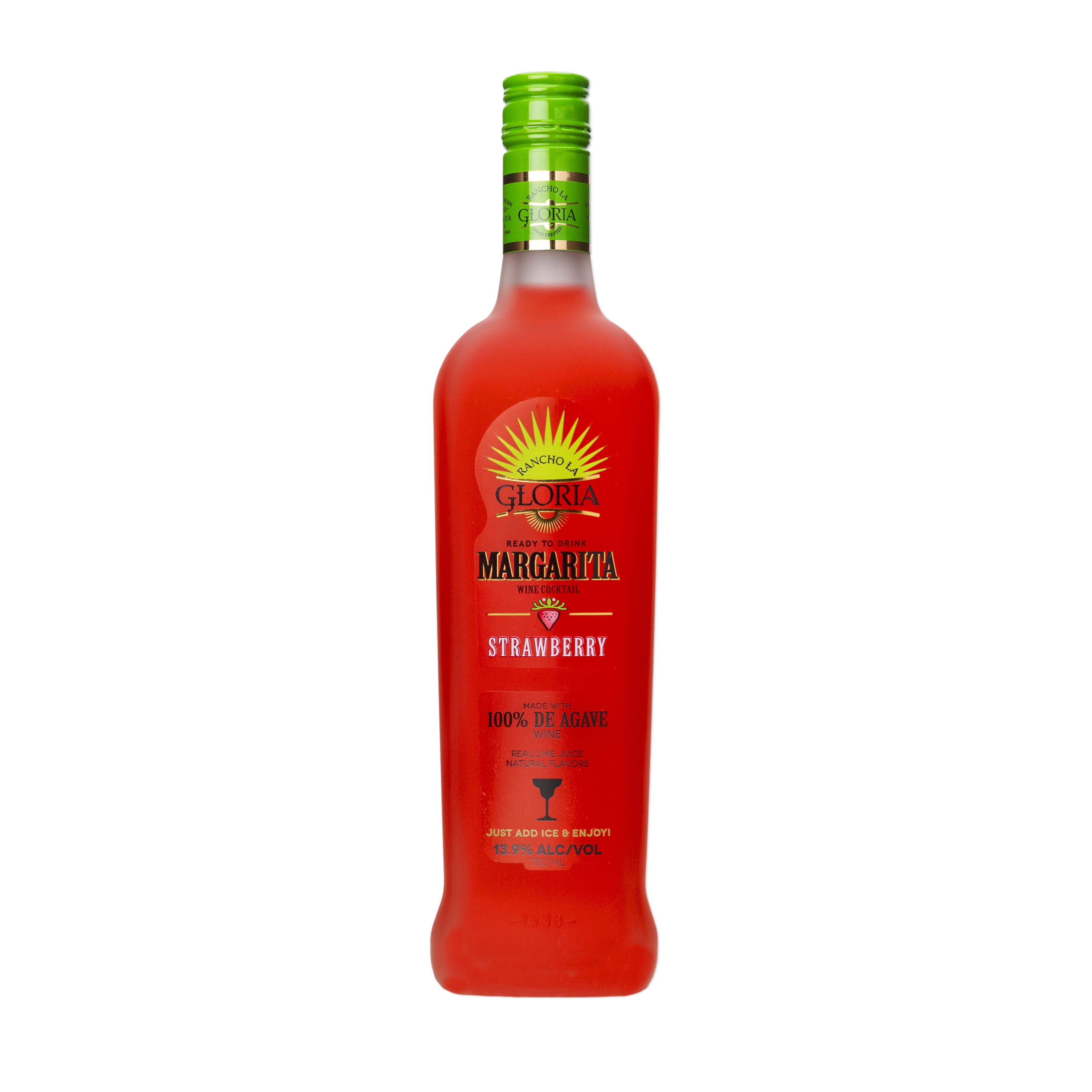 Rancho La Gloria Strawberry Margarita Agave Wine Cocktail, 13.9% ABV, 750ml, Premixed and Ready to Drink