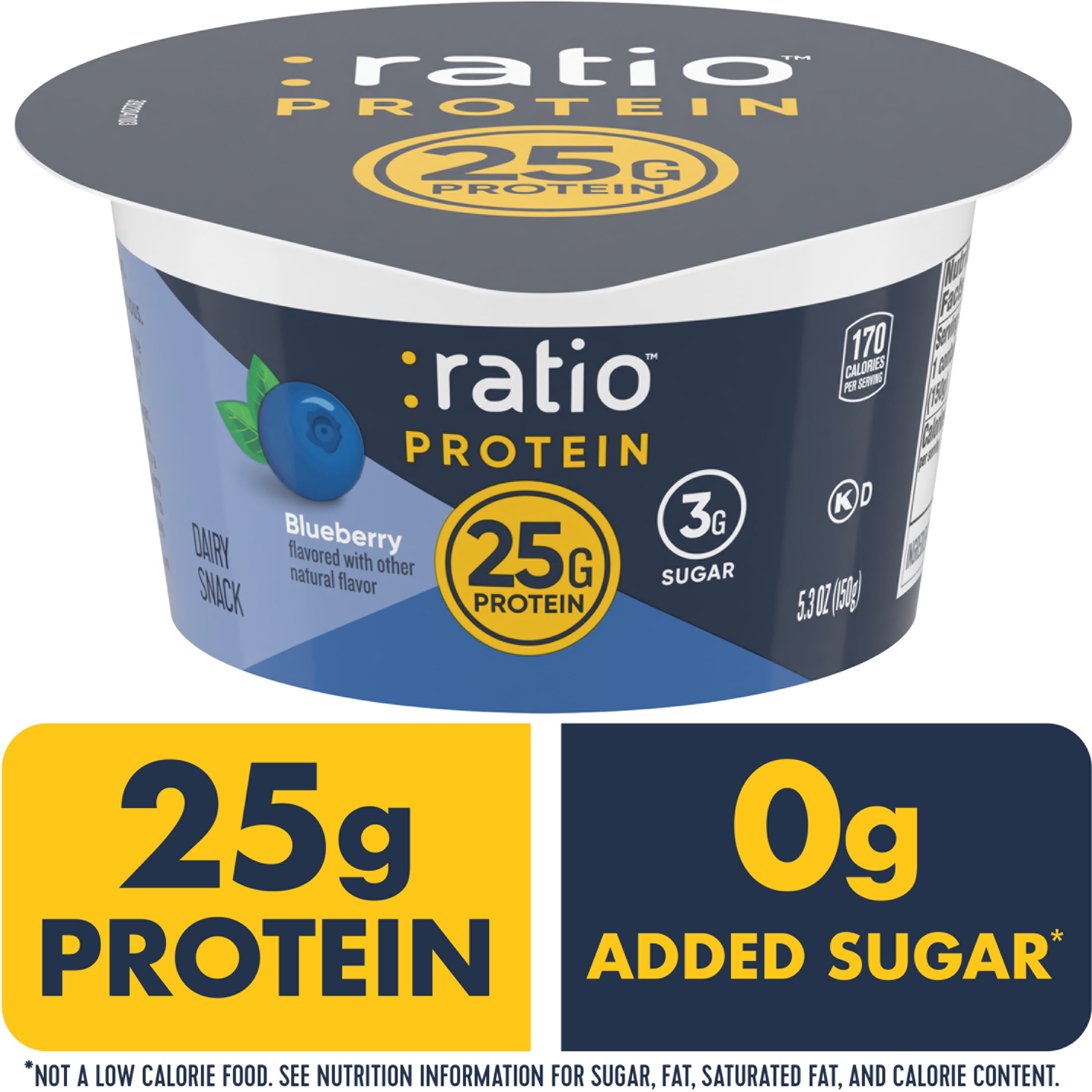 Ratio Yogurt Protein Cultured Dairy Snack, Blueberry, 25g Protein, 5.3 OZ