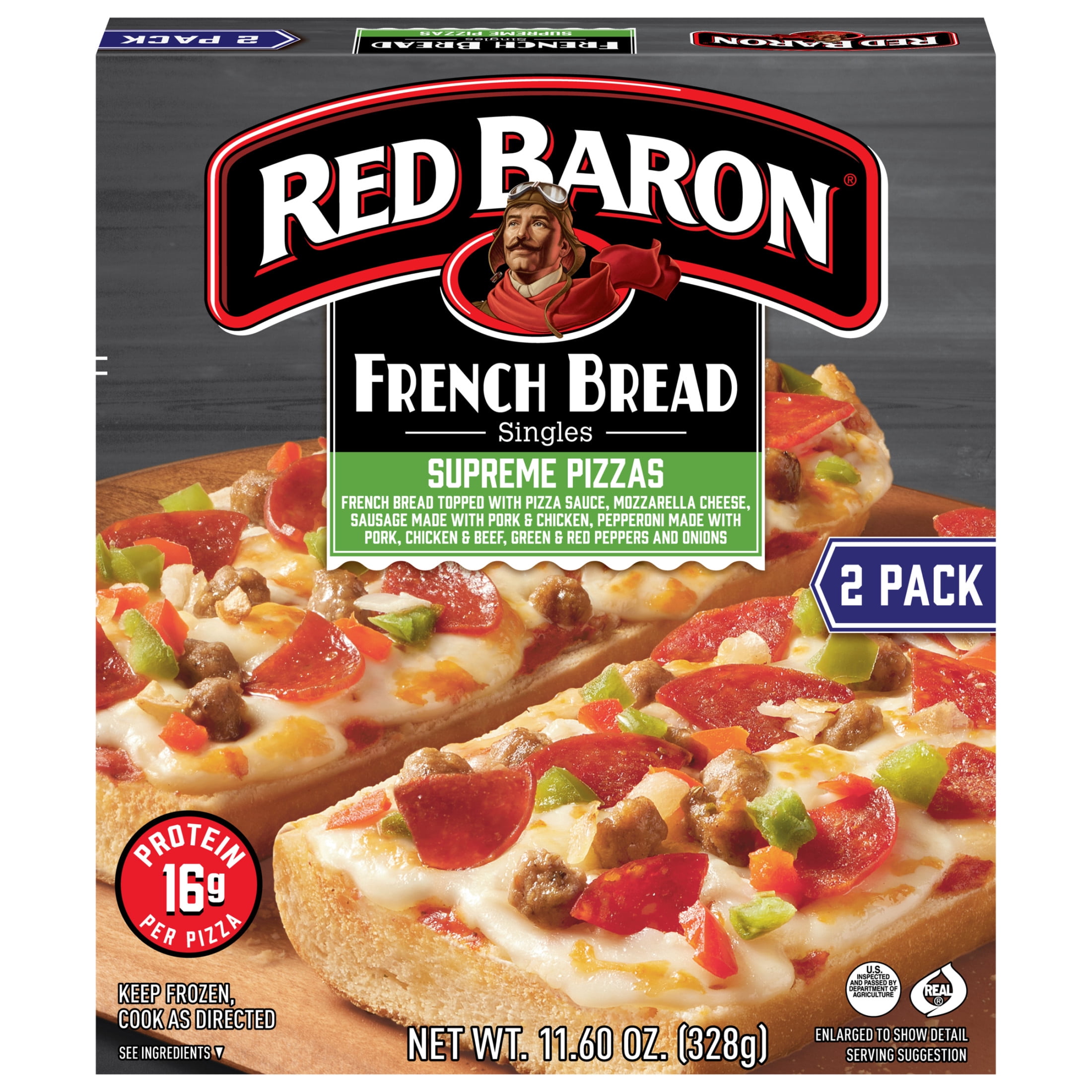 Red Baron Supreme French Bread Frozen Personal Pizza, 11.6 oz 2 Pack