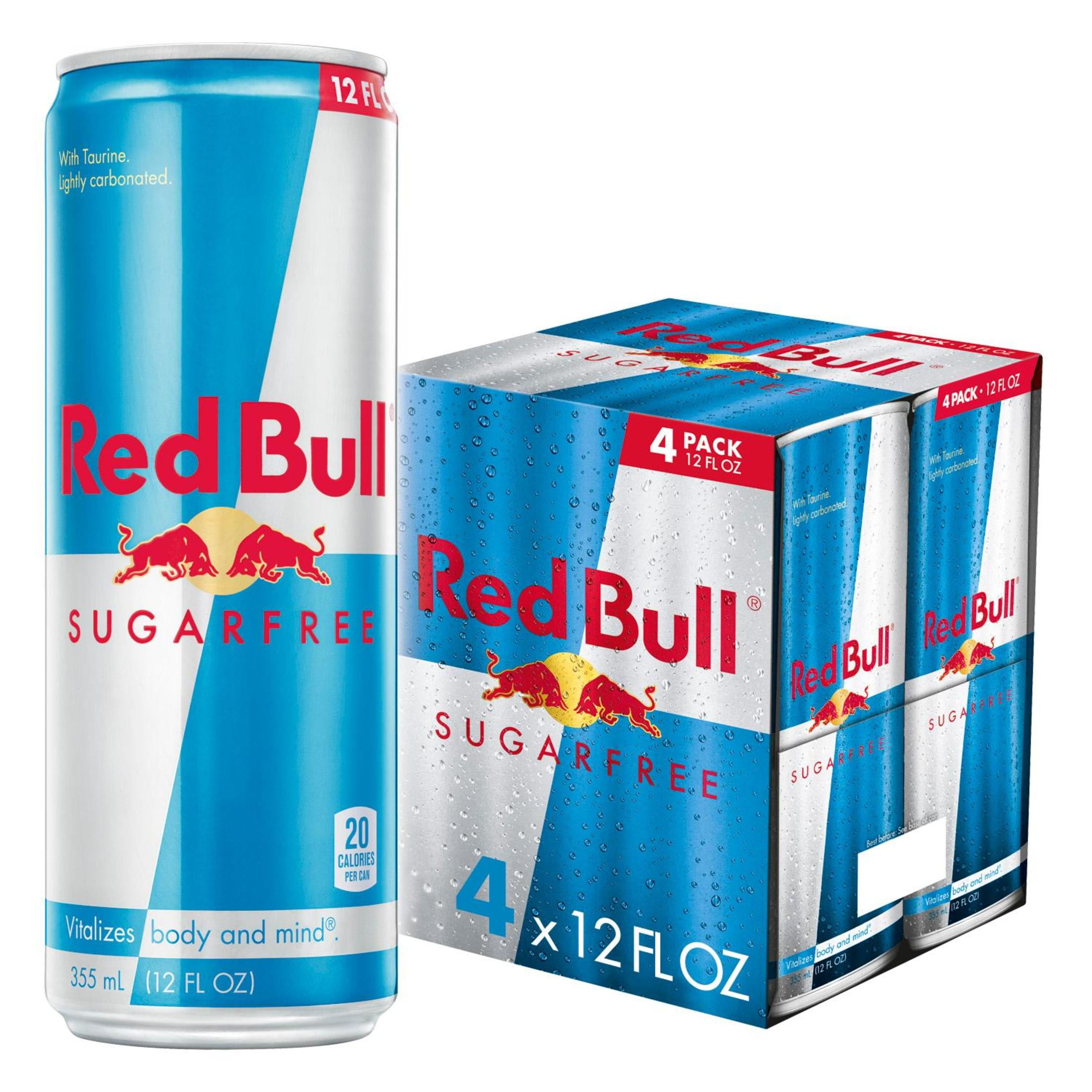 Red Bull Sugarfree Energy Drink, 12 fl. oz., Pack of 4 Cans, 114mg Caffeine,Taurine& BVitamins