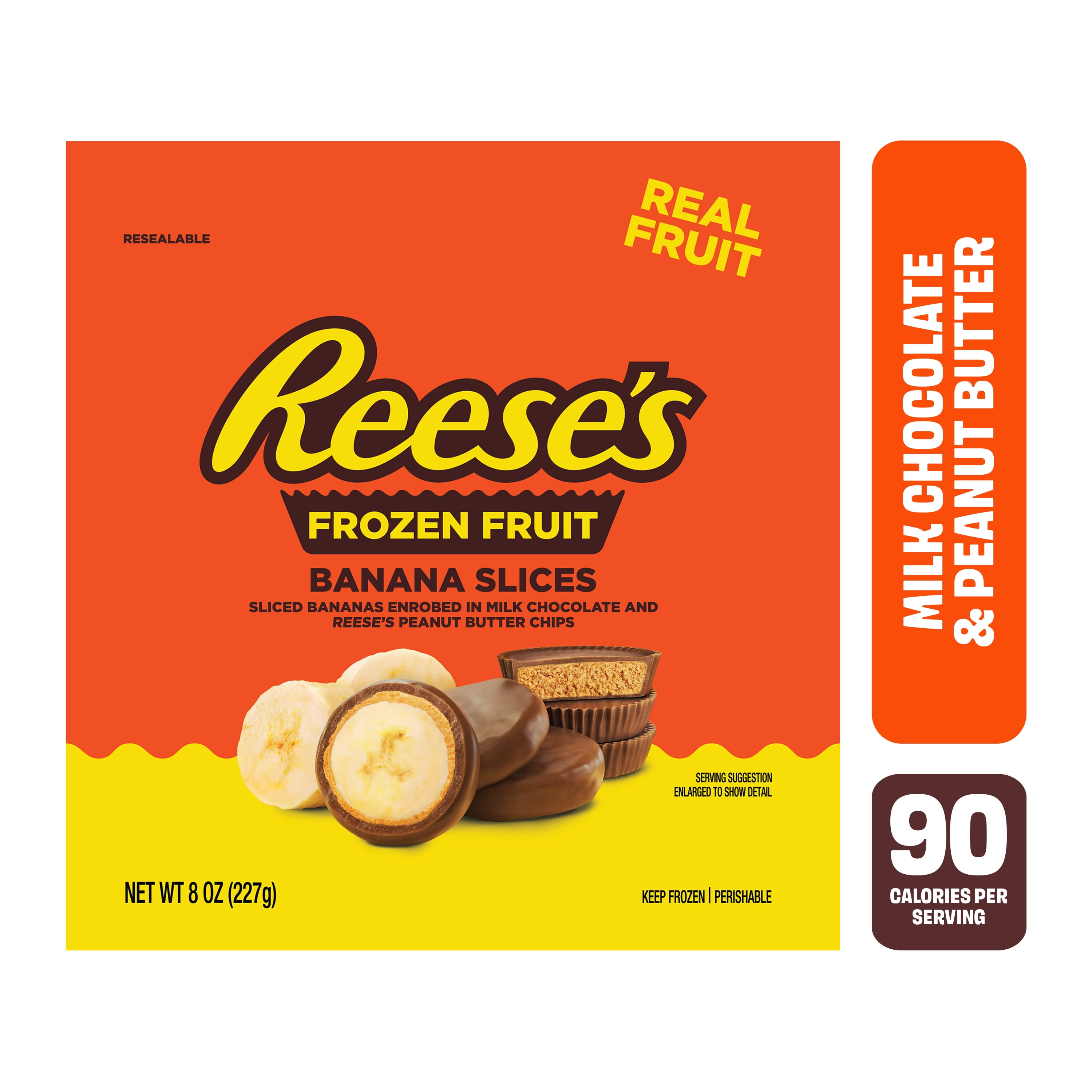 Reeses Banana Slices in Milk Chocolate and Reese's Peanut Butter Chips, 8 oz (Frozen)