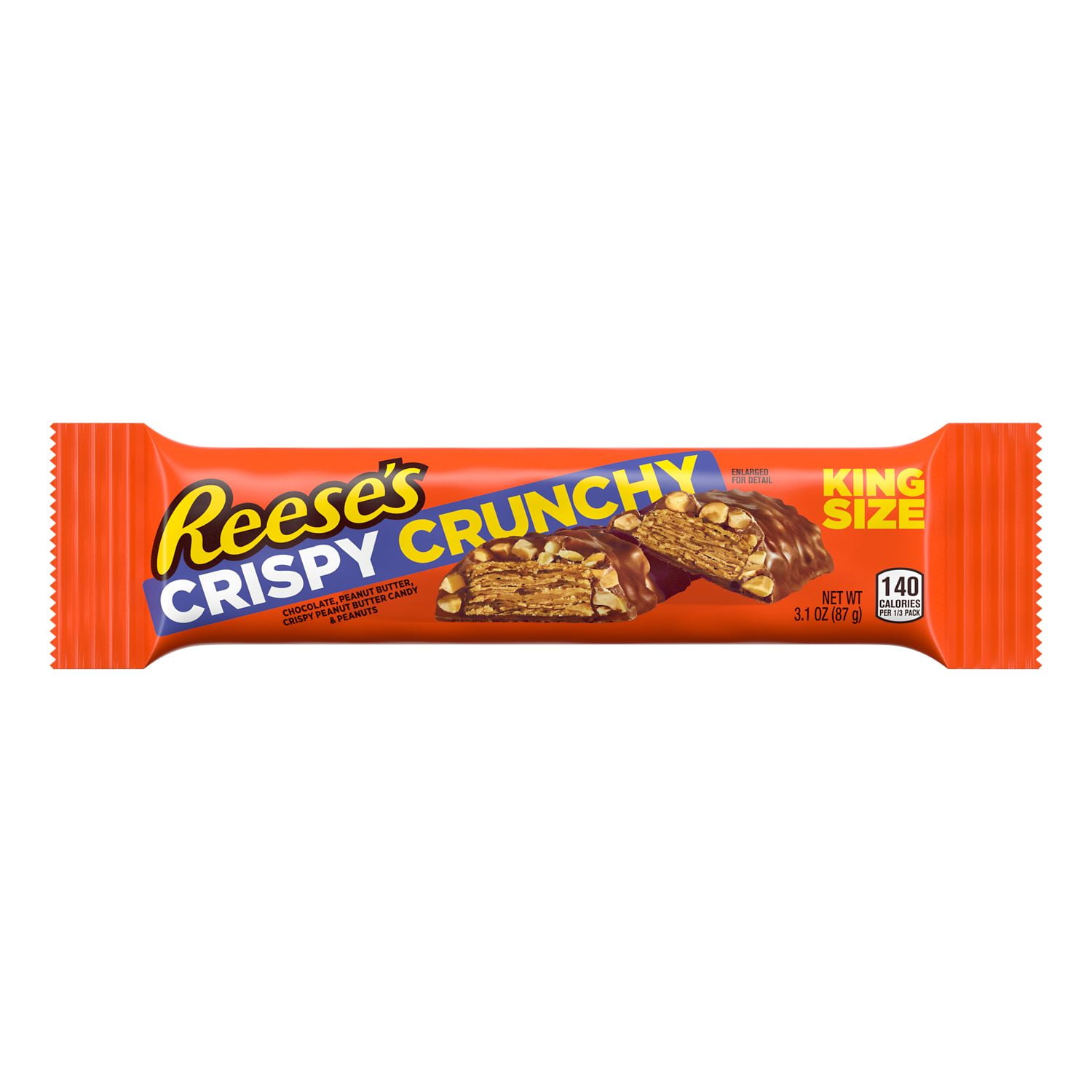 Reese's, Crispy Crunchy Chocolate, Peanut Butter, Candy and Peanuts King Size Candy, Individually Wrapped, 3.1 oz, Bar