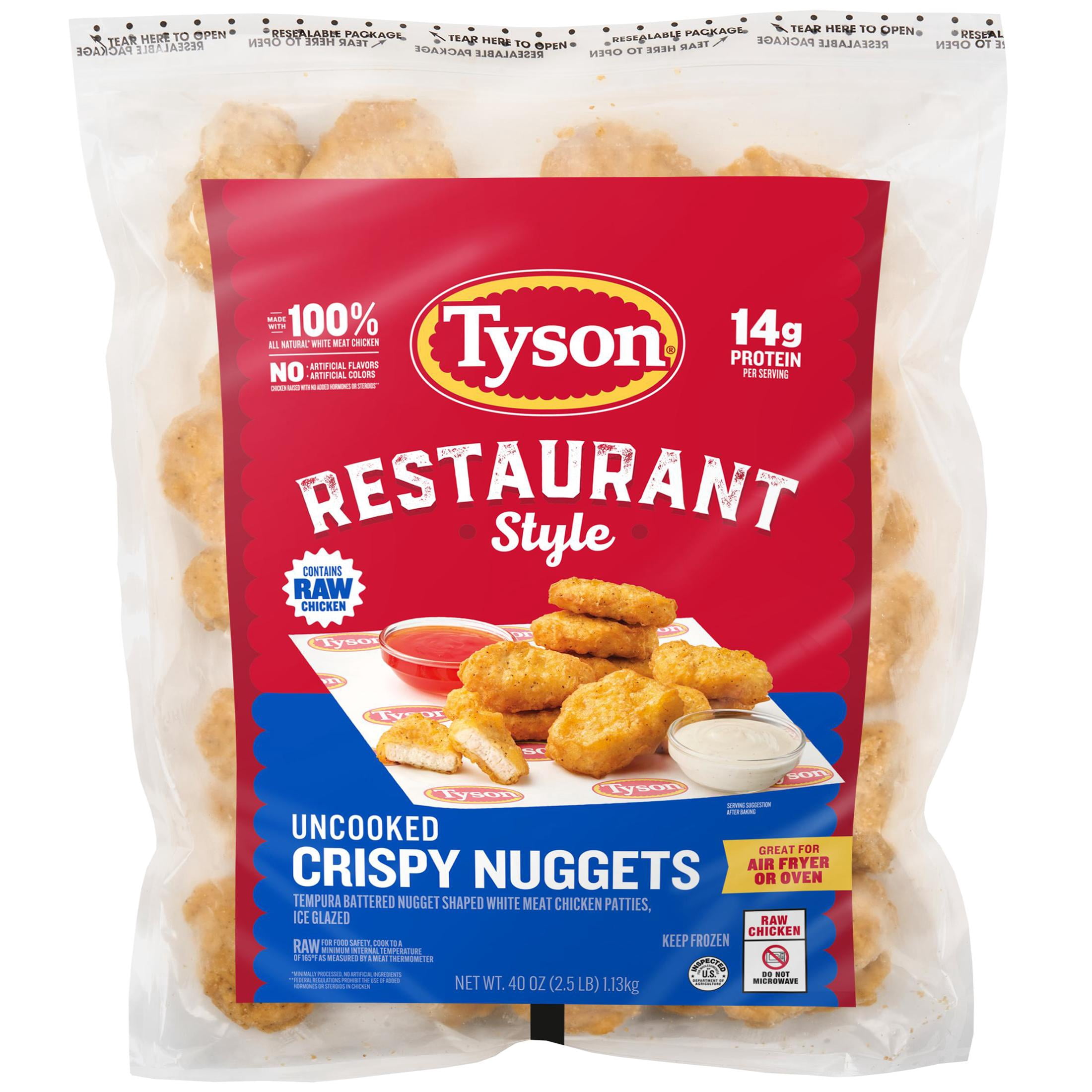 Tyson Restaurant-Style Uncooked Crispy Nuggets, 40 oz, Frozen, Plastic Bag