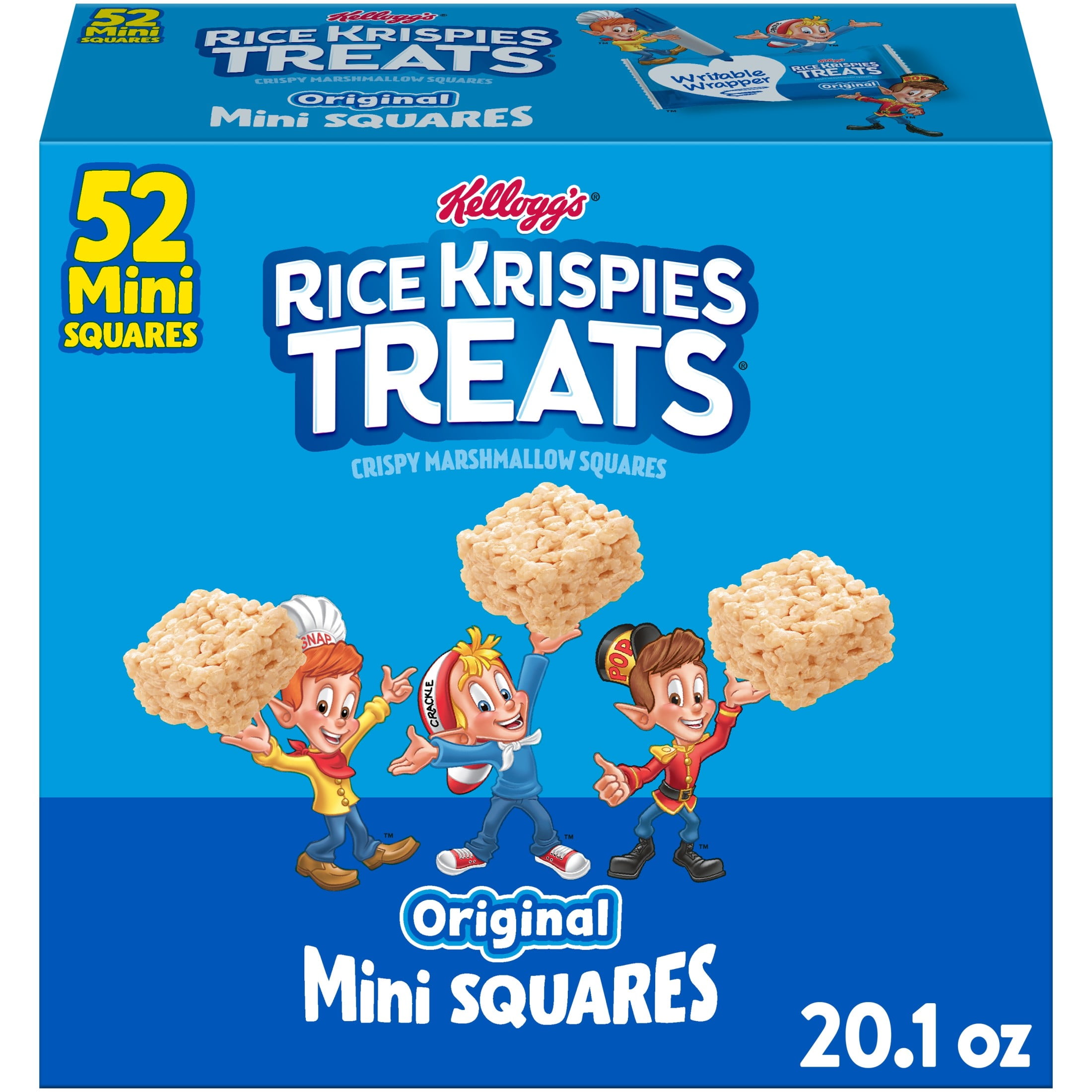 Rice Krispies Treats Original Chewy Mini Crispy Marshmallow Squares, Kids Snacks, 20.1 oz, 52 Count