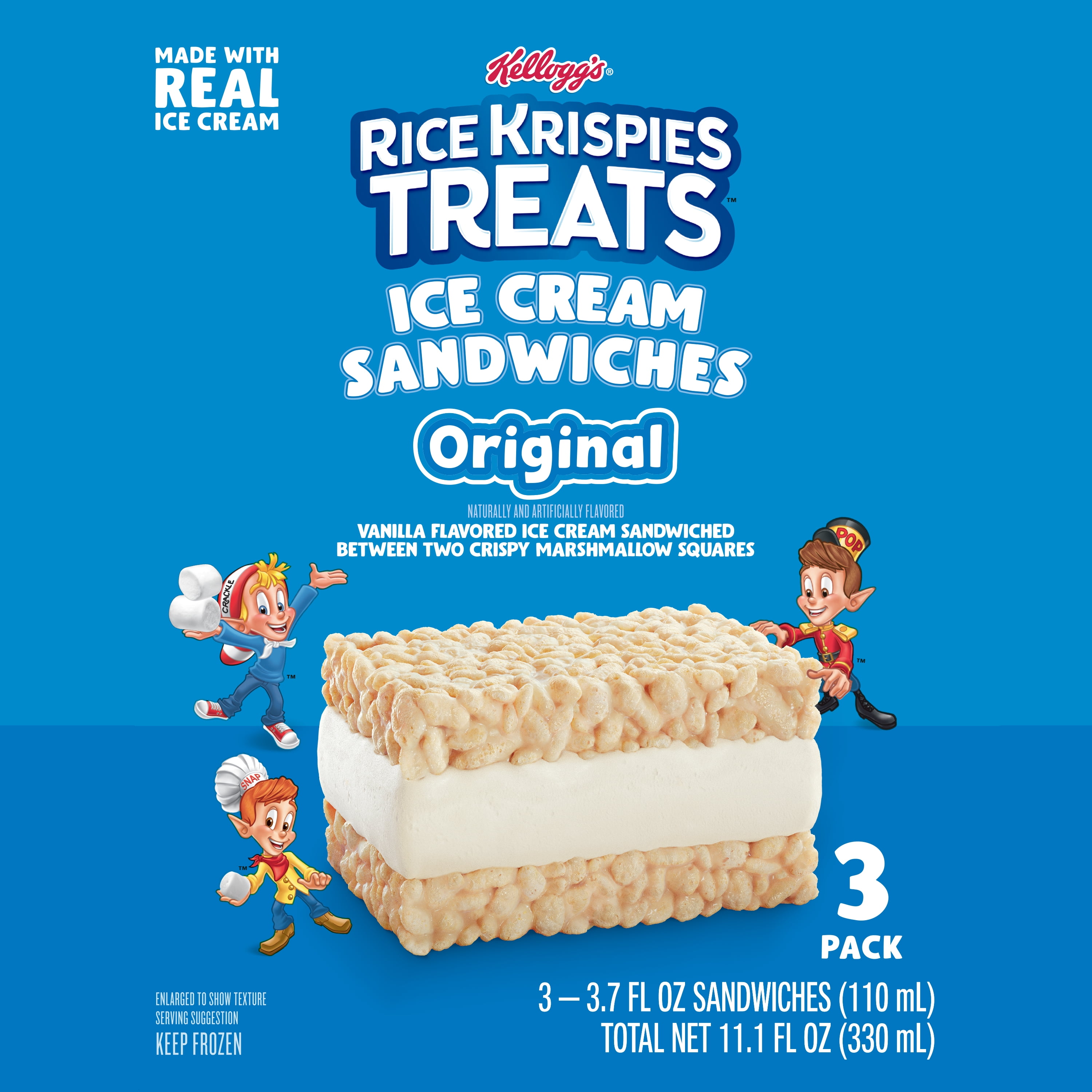 Rice Krispies Treats Original Ice Cream Sandwiches, 3.7 fl oz., 3 pack (Frozen)