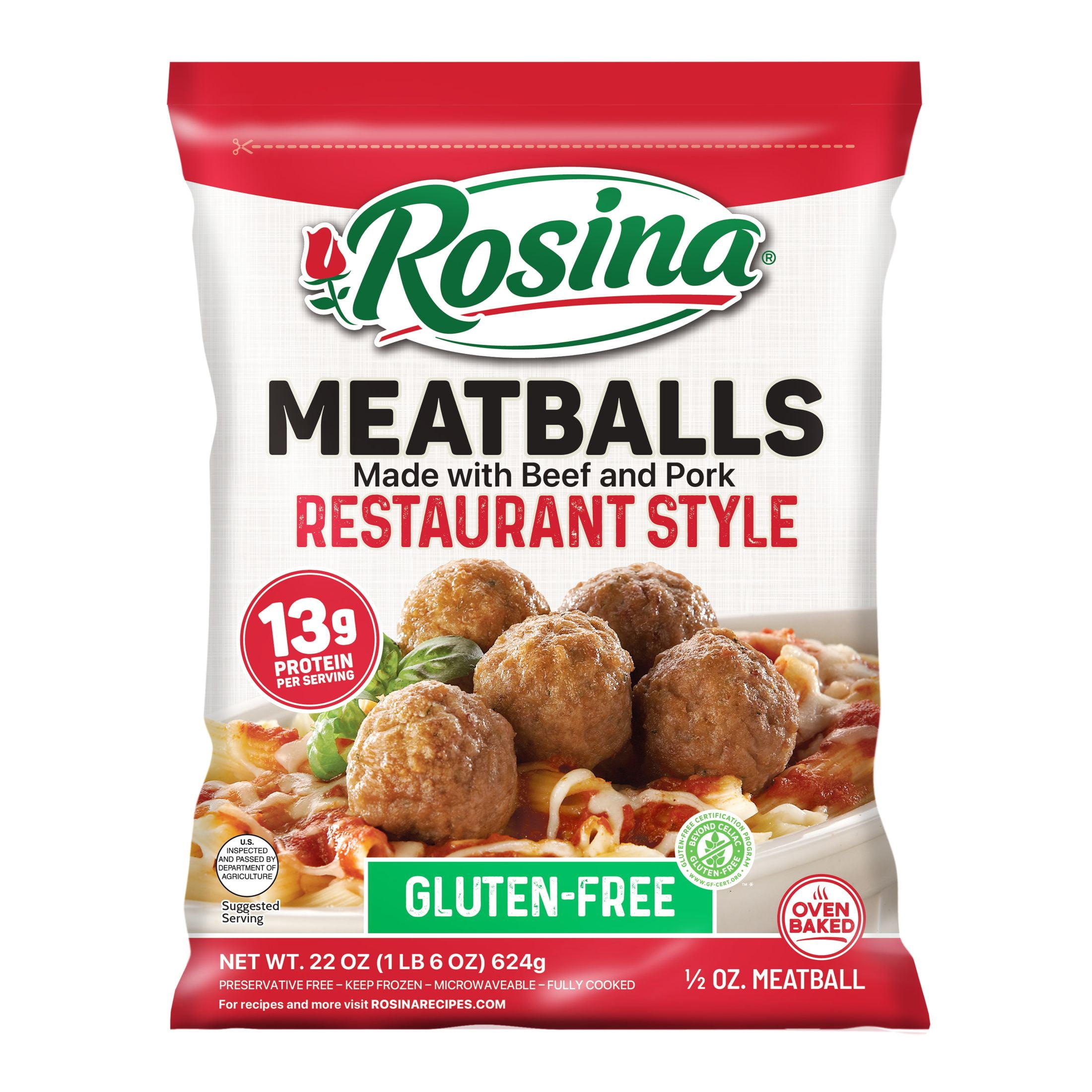 Rosina Gluten Free Restaurant Style Meatball, 22 oz (Frozen)