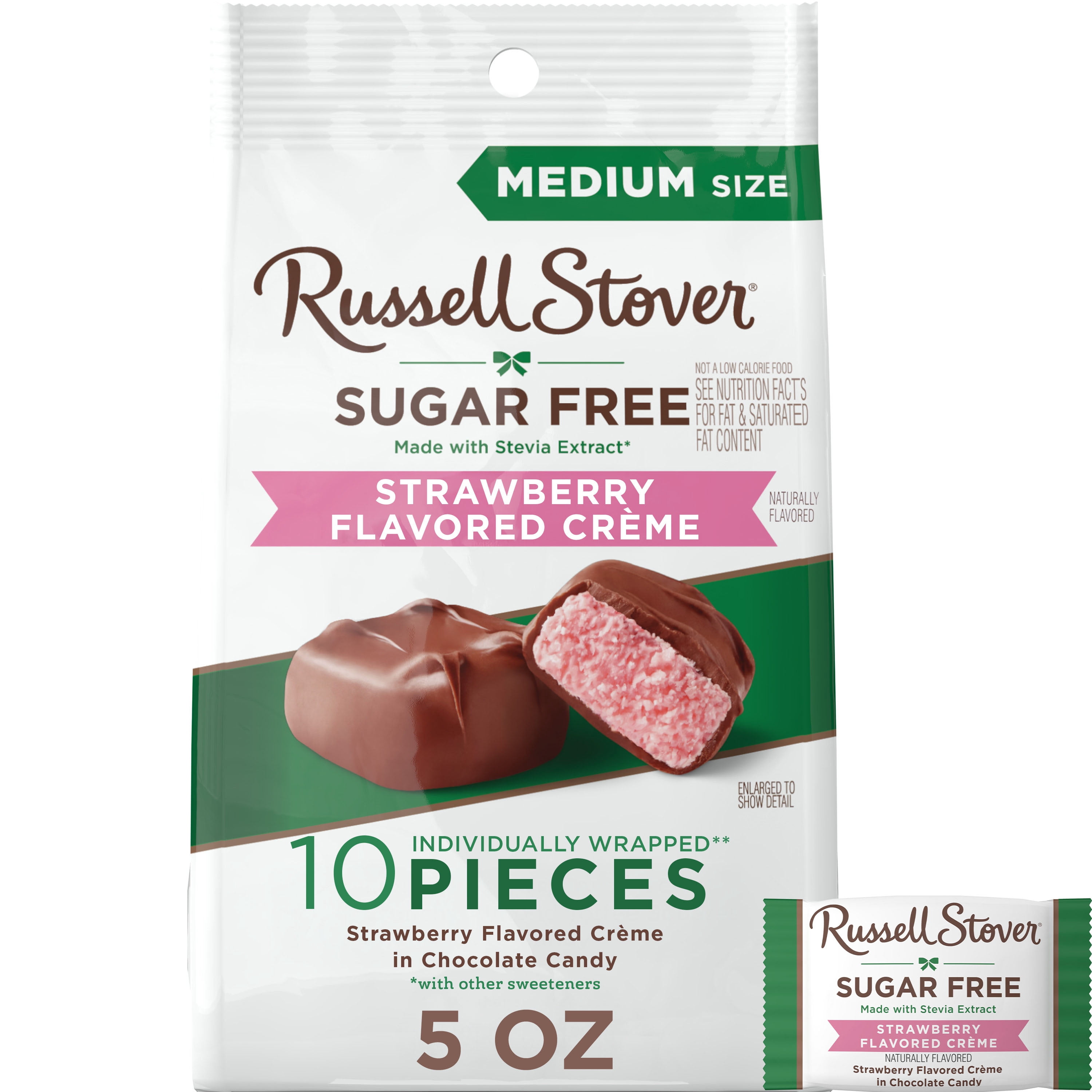 RUSSELL STOVER Sugar Free Strawberry Flavored Crme Chocolate Candy, 5 oz. bag