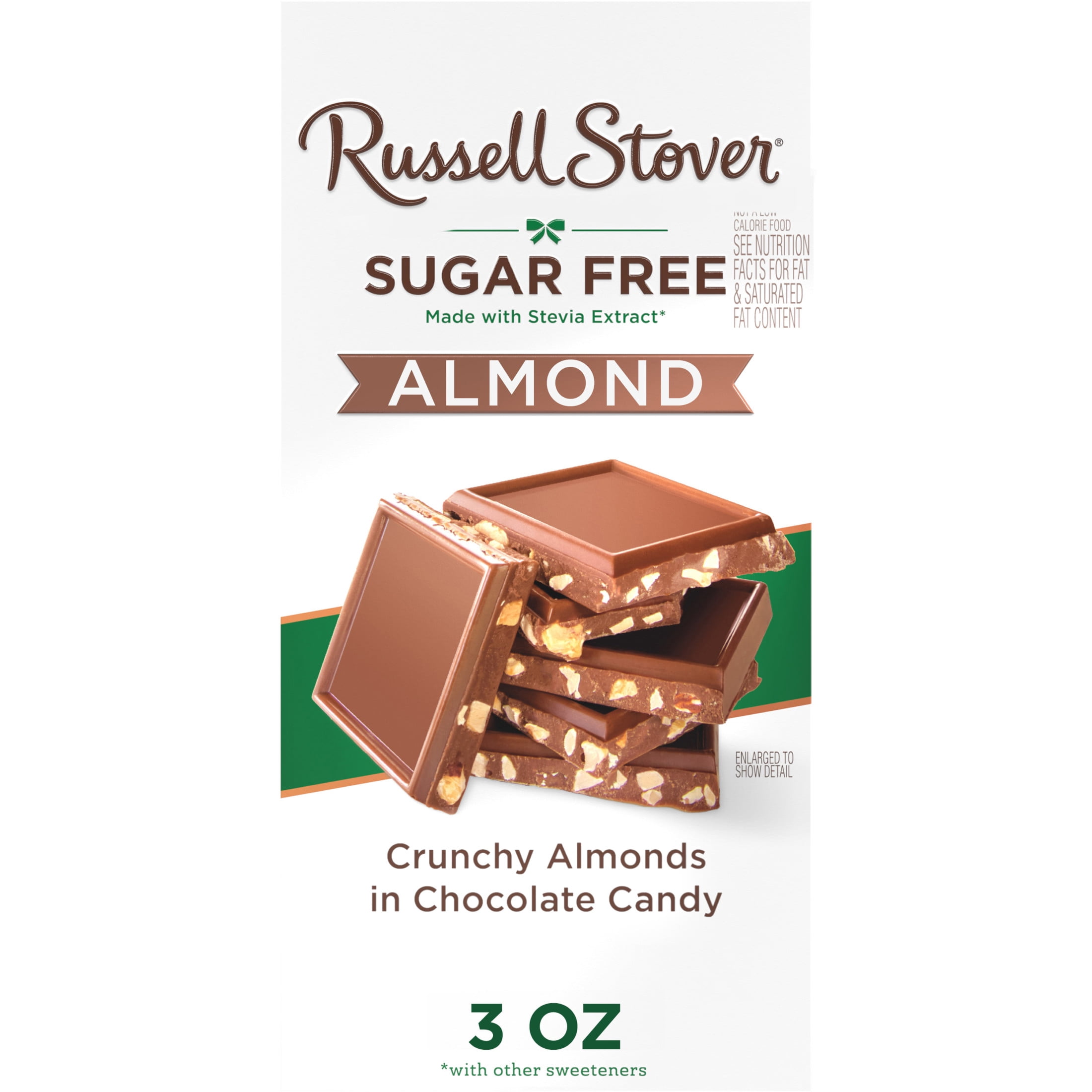 RUSSELL STOVER Sugar Free Almond Chocolate Candy Bar, 3 oz.