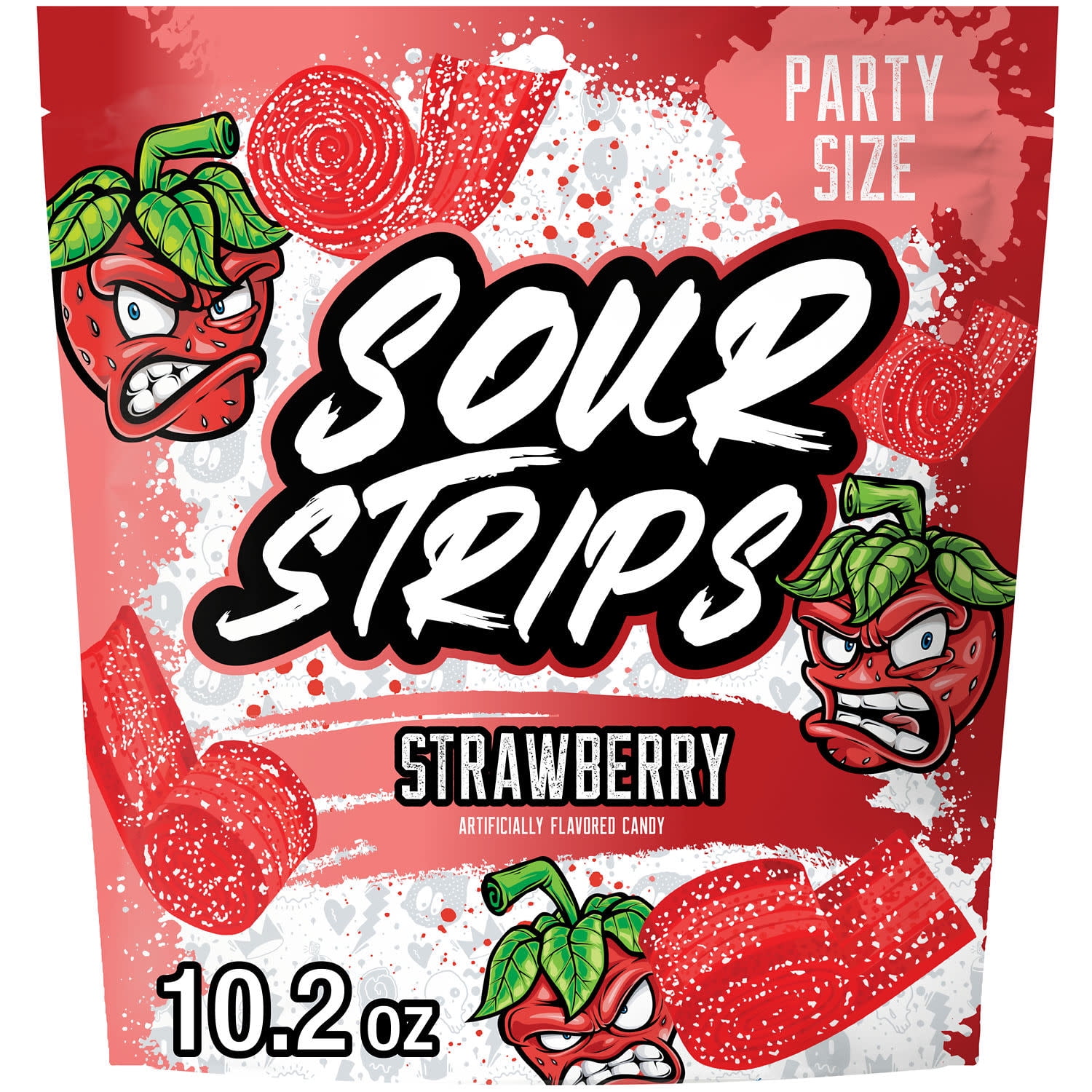 Sour Strips Strawberry Flavored Chewy, Candy Party Bag, 10.2 oz