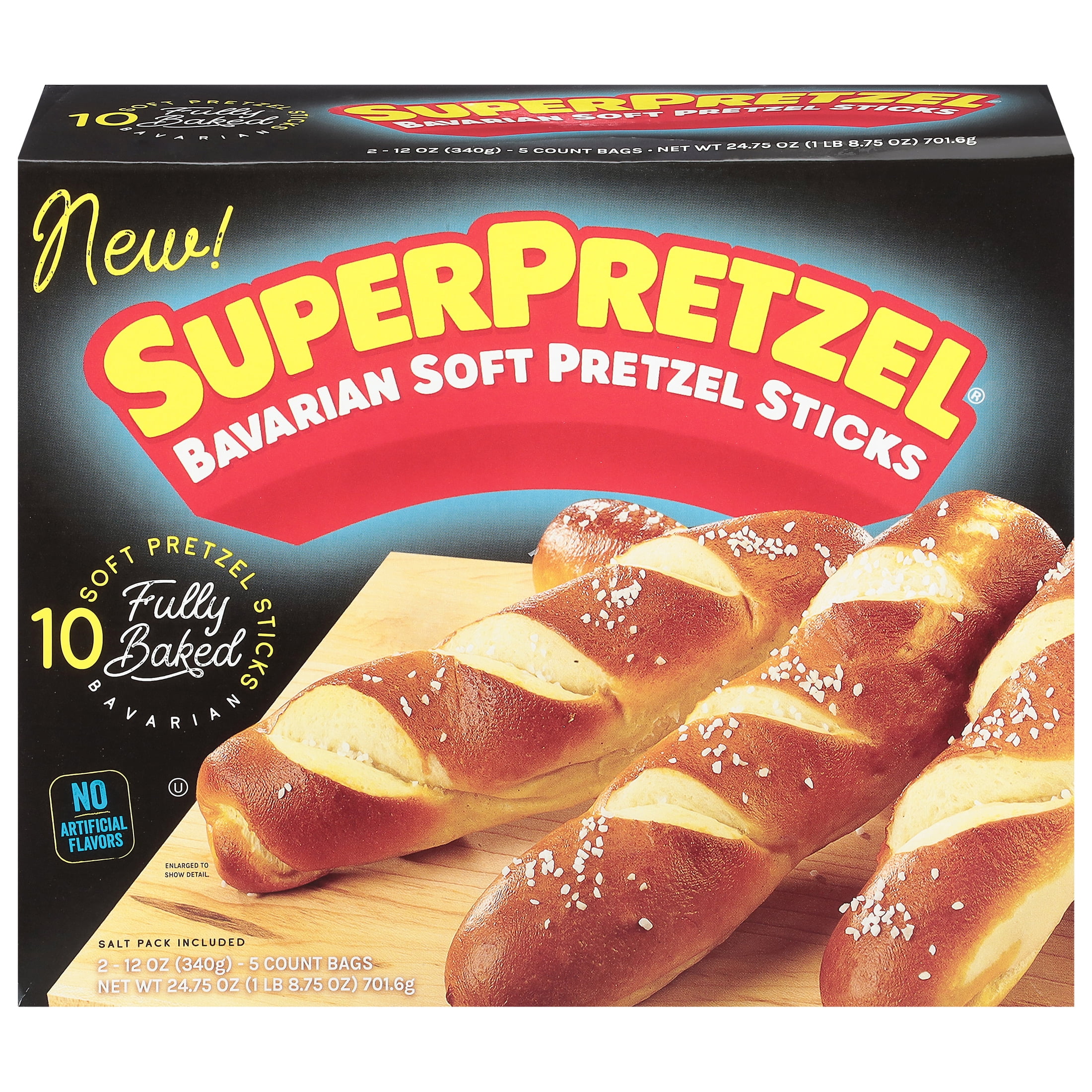 SUPERPRETZEL Bavarian Soft Pretzel Sticks, 24 oz, 10 Count (Frozen)