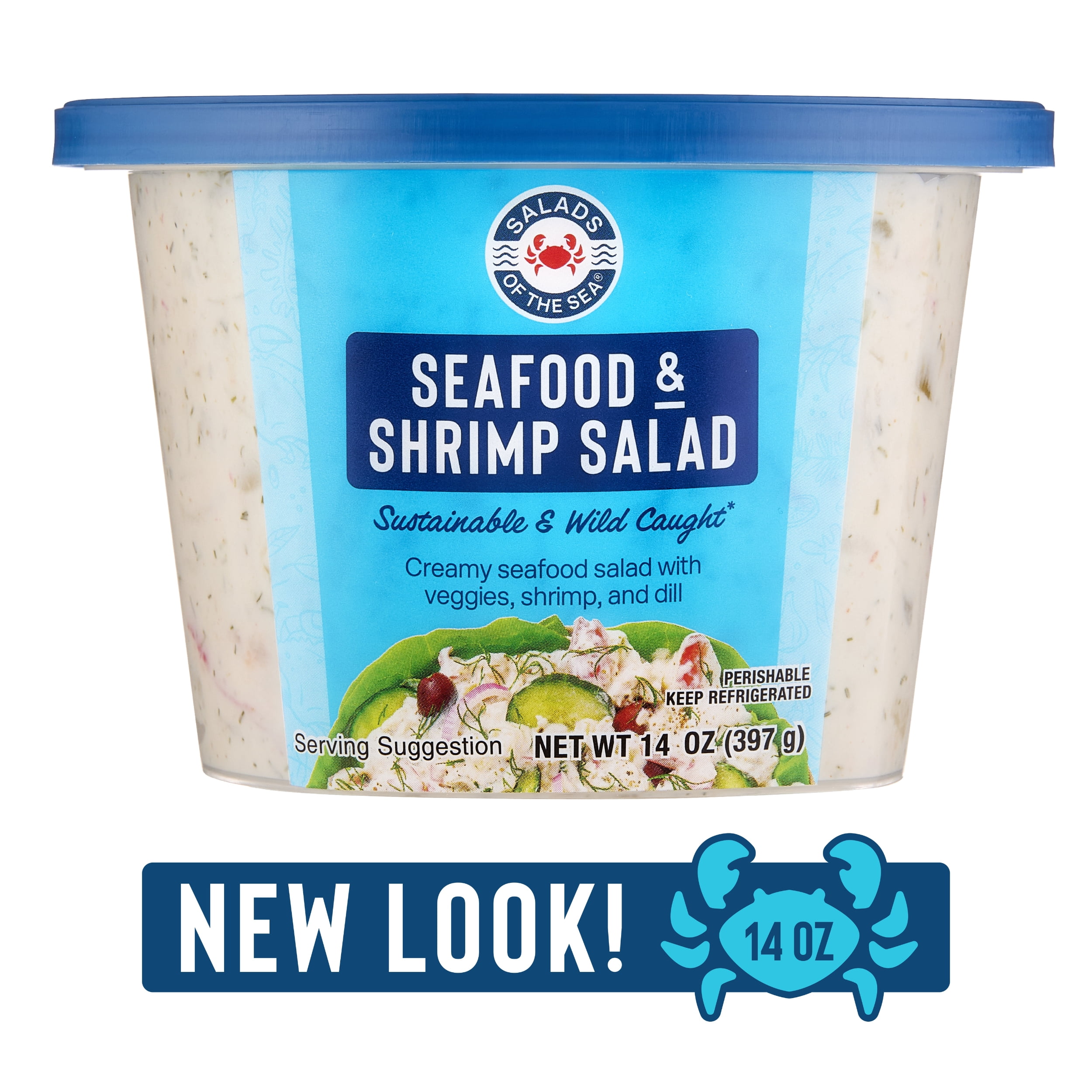 Salads of the Sea Seafood & Shrimp Salad with Dill, Regular 14oz Plastic Tub, Refrigerated