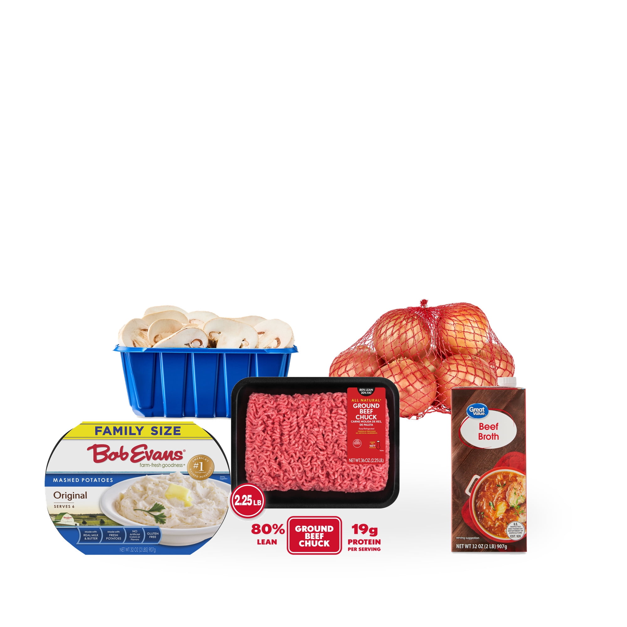 Salisbury-Style Beef Patties with Mushroom Onion Gravy & Mashed Potatoes Dinner Bundle