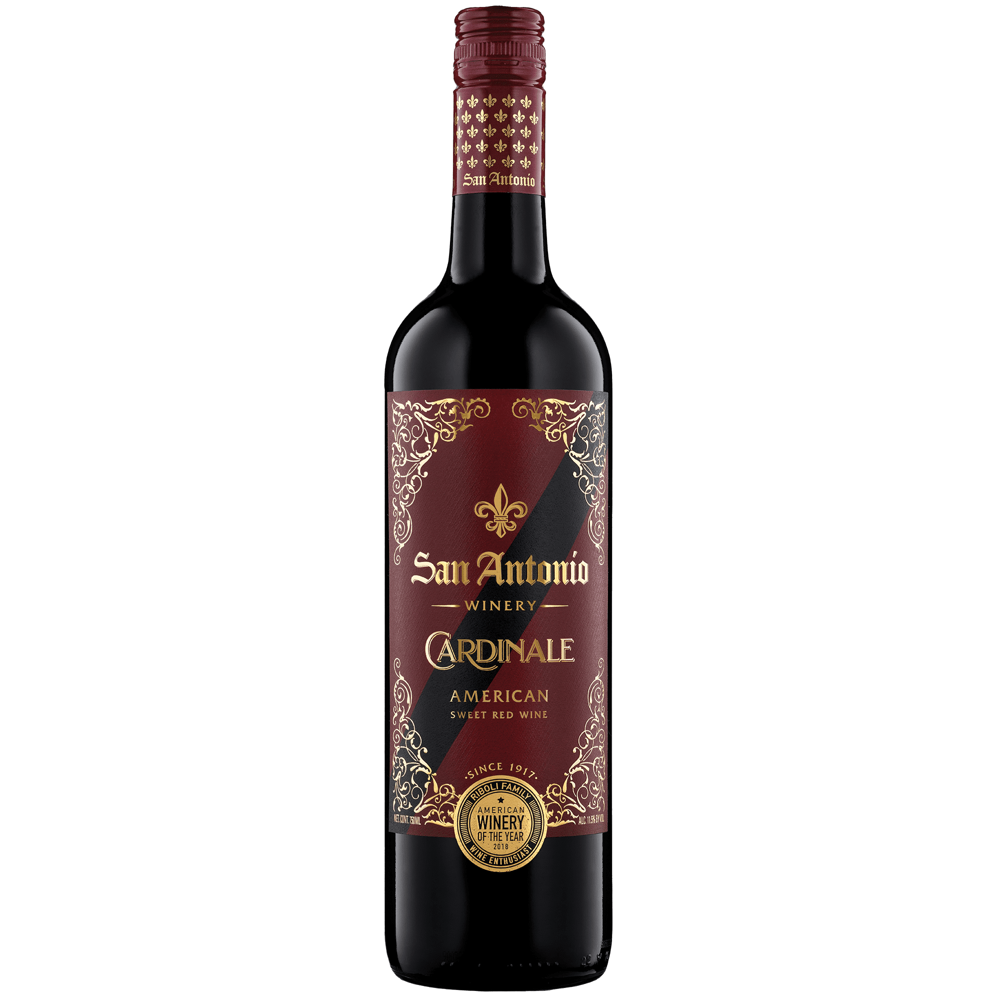 San Antonio Specialty Cardinale Sweet Red Wine, California Red Wine, 750ml Glass Bottle, 11.5% ABV