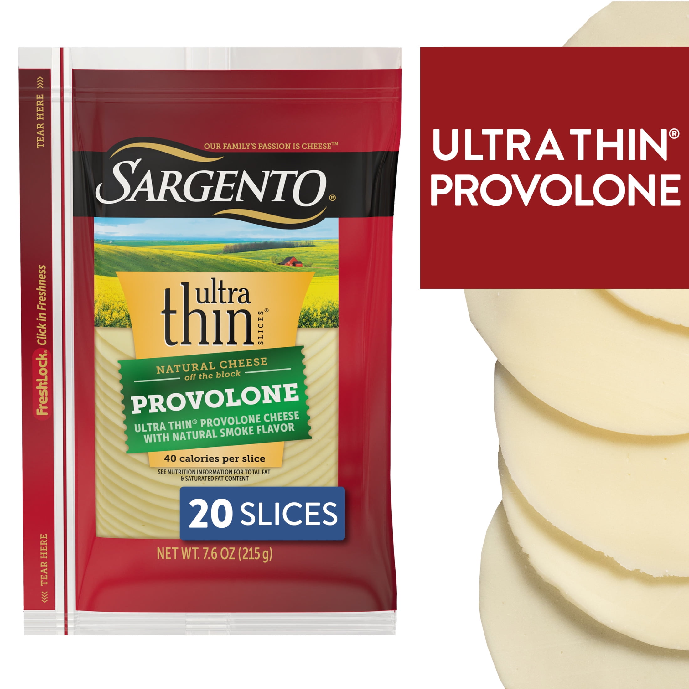 Sargento Ultra Thin Provolone with Smoke Flavor Sliced Cheese, 20 slices