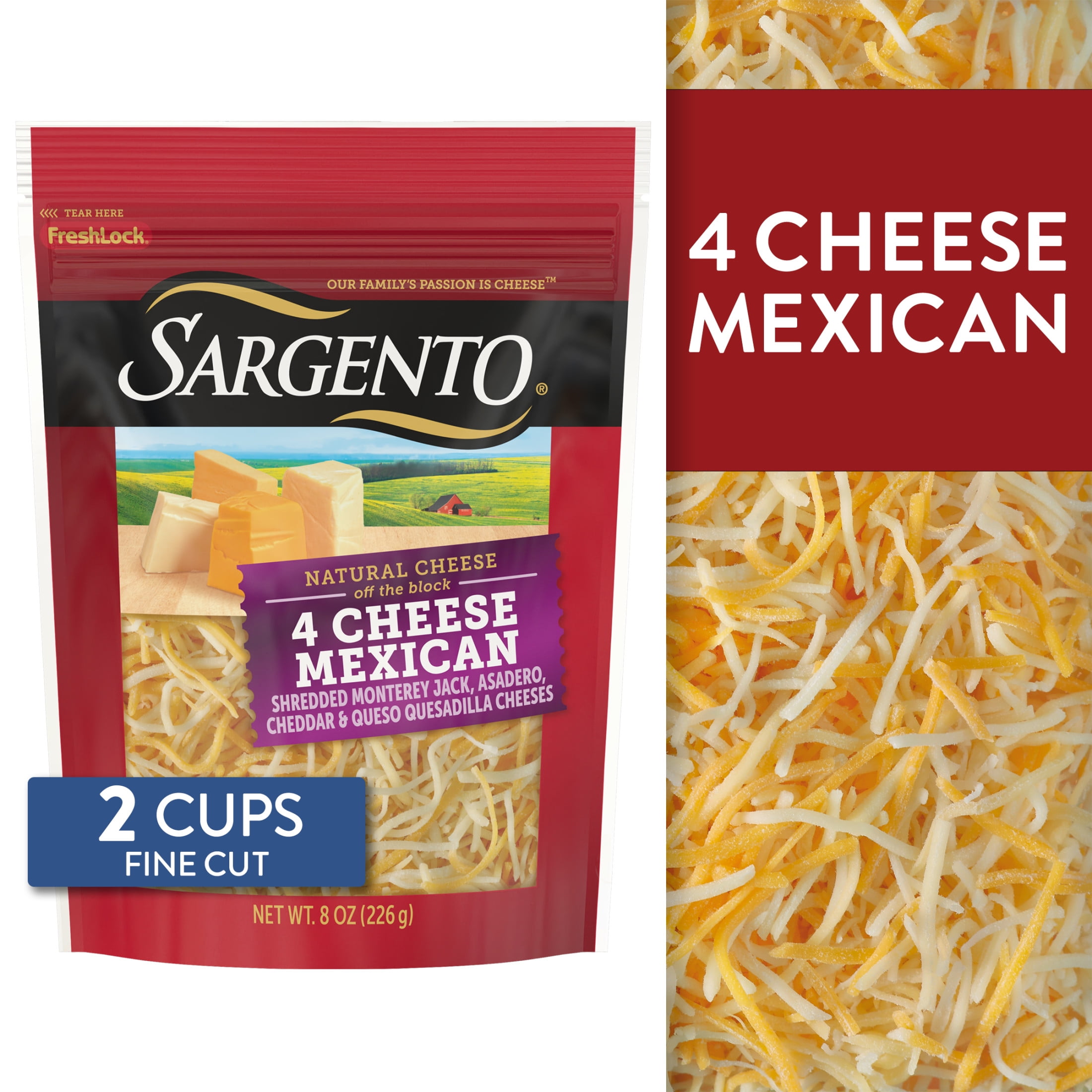 Sargento 4 Cheese Mexican Shredded Cheese, Fine Cut, 8 oz.