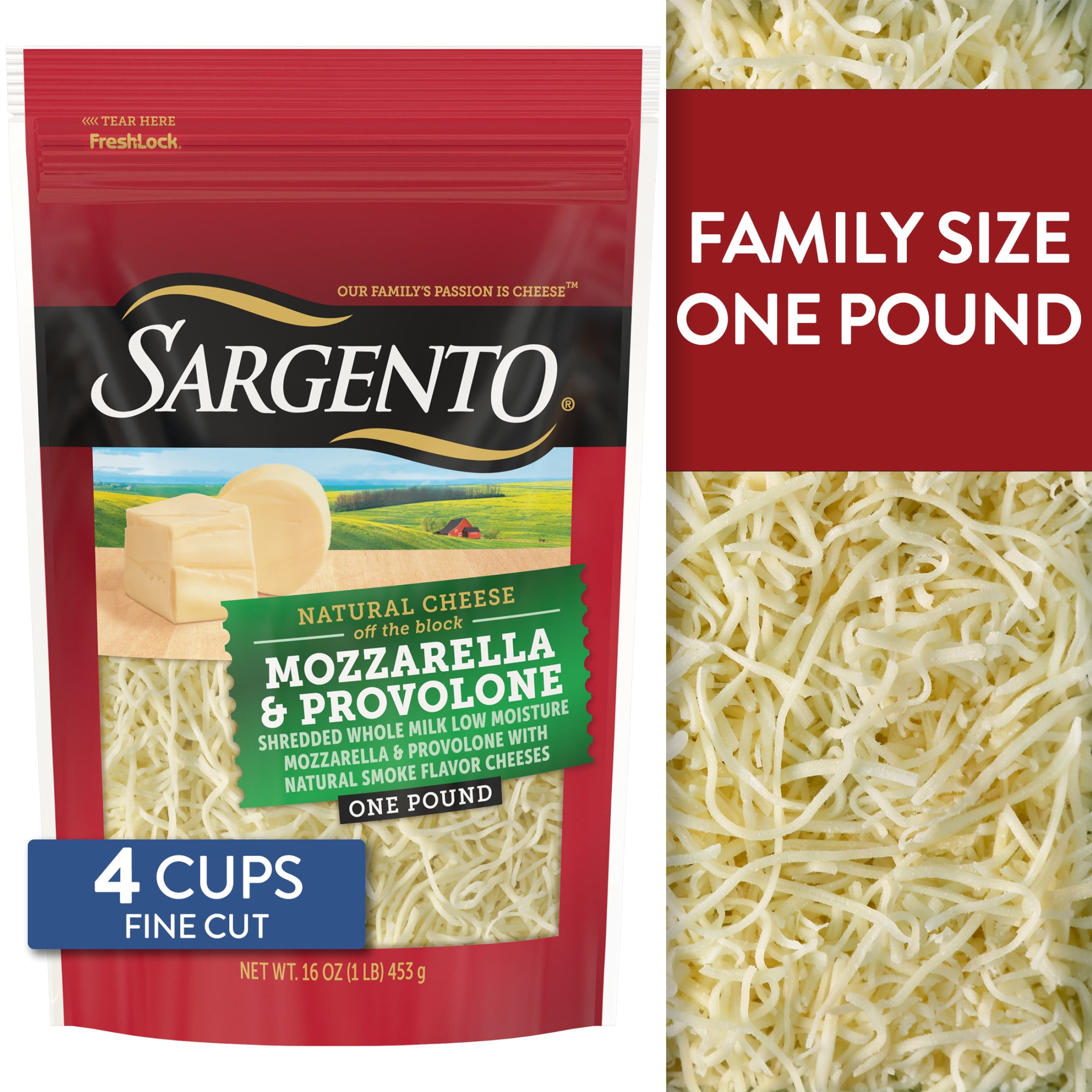 Sargento Mozzarella & Provolone with Smoke Flavor Shredded Cheese, Traditional Cut