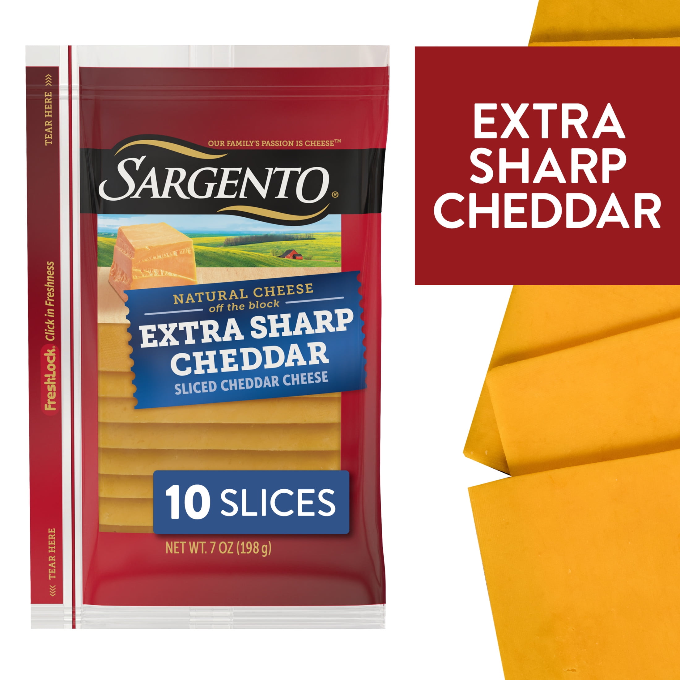 Sargento Extra Sharp Cheddar Sliced Cheese, 10 slices