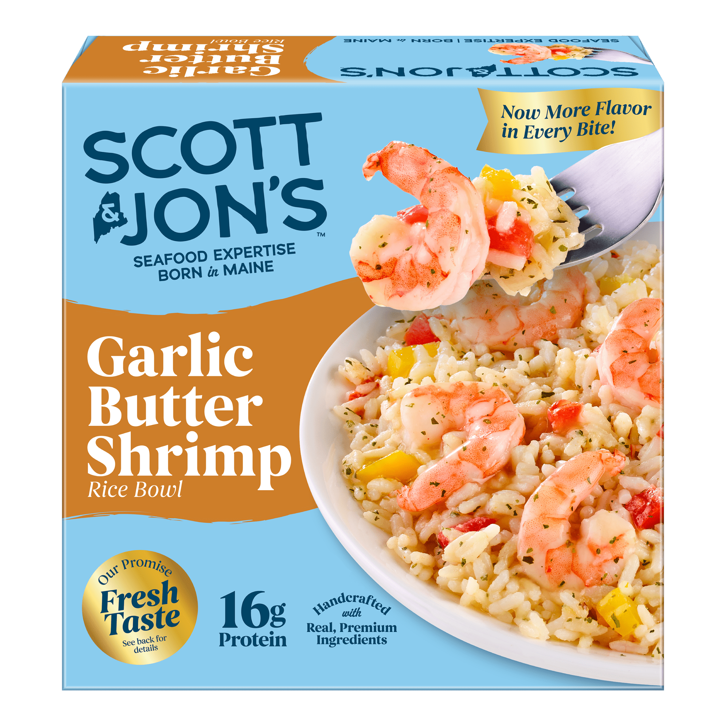Scott & Jons Frozen Meals, Garlic Butter Shrimp Rice Bowl, Microwave Meals, Frozen Dinner for One, 9.6 oz