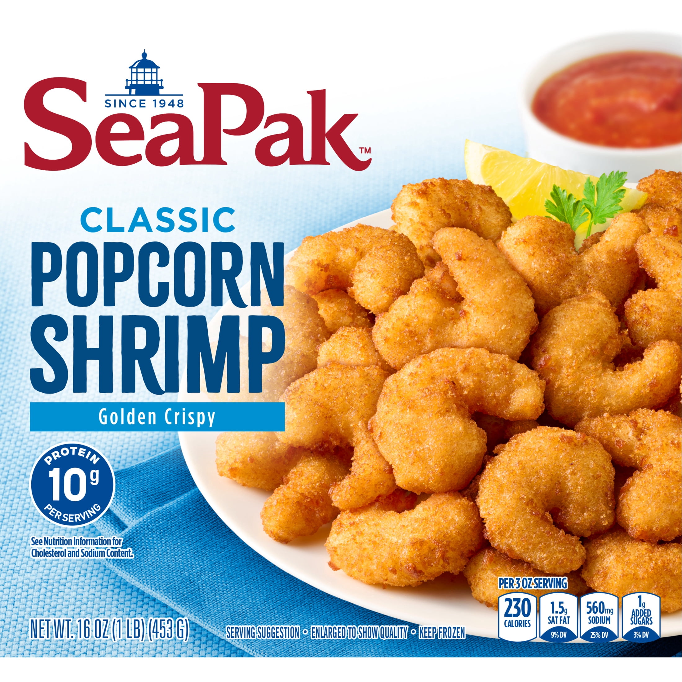 SeaPak Popcorn Shrimp with Oven Crispy Breading, 16 oz (Frozen Seafood)