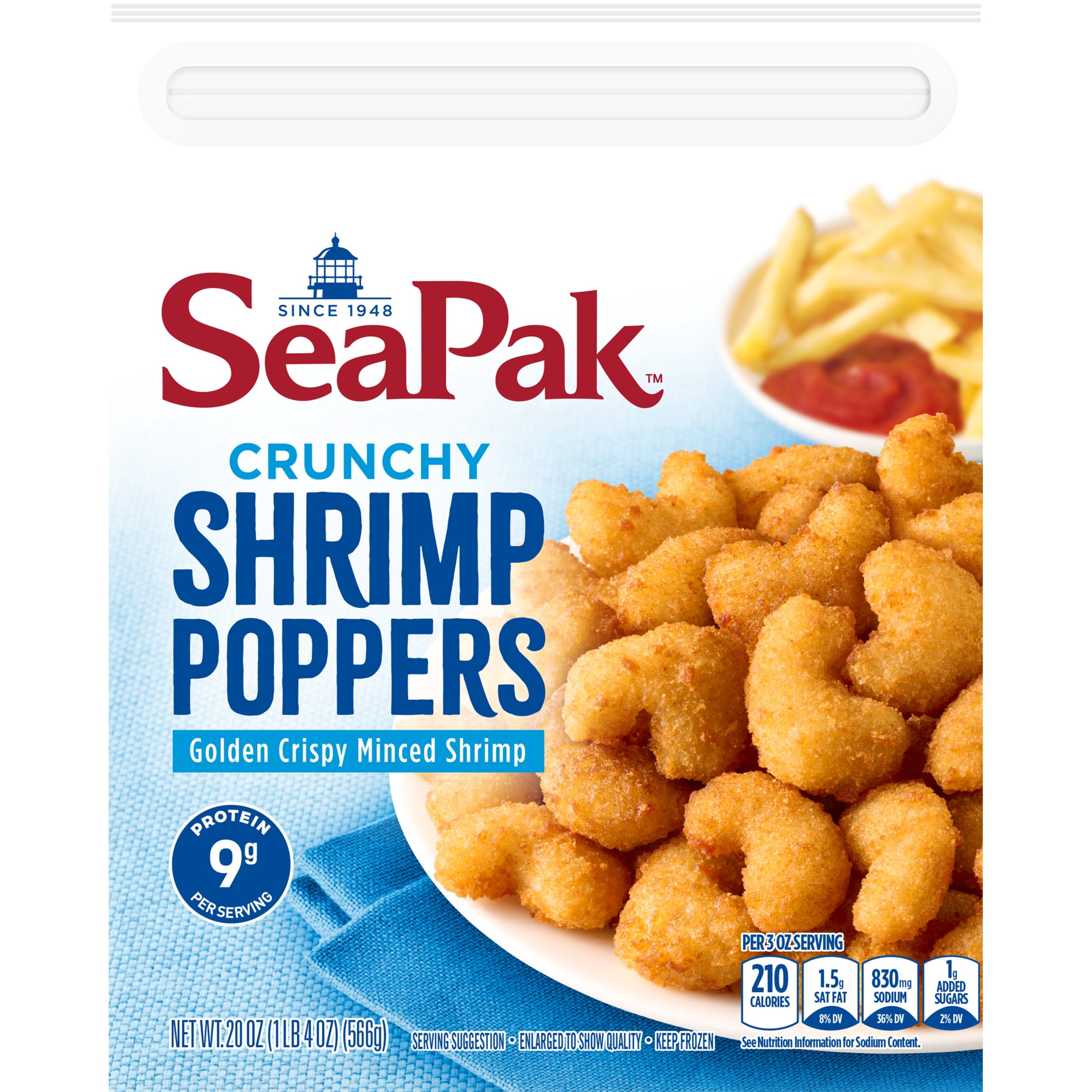 SeaPak Shrimp Poppers with Oven Crispy Breading, 20 oz (Frozen Seafood)