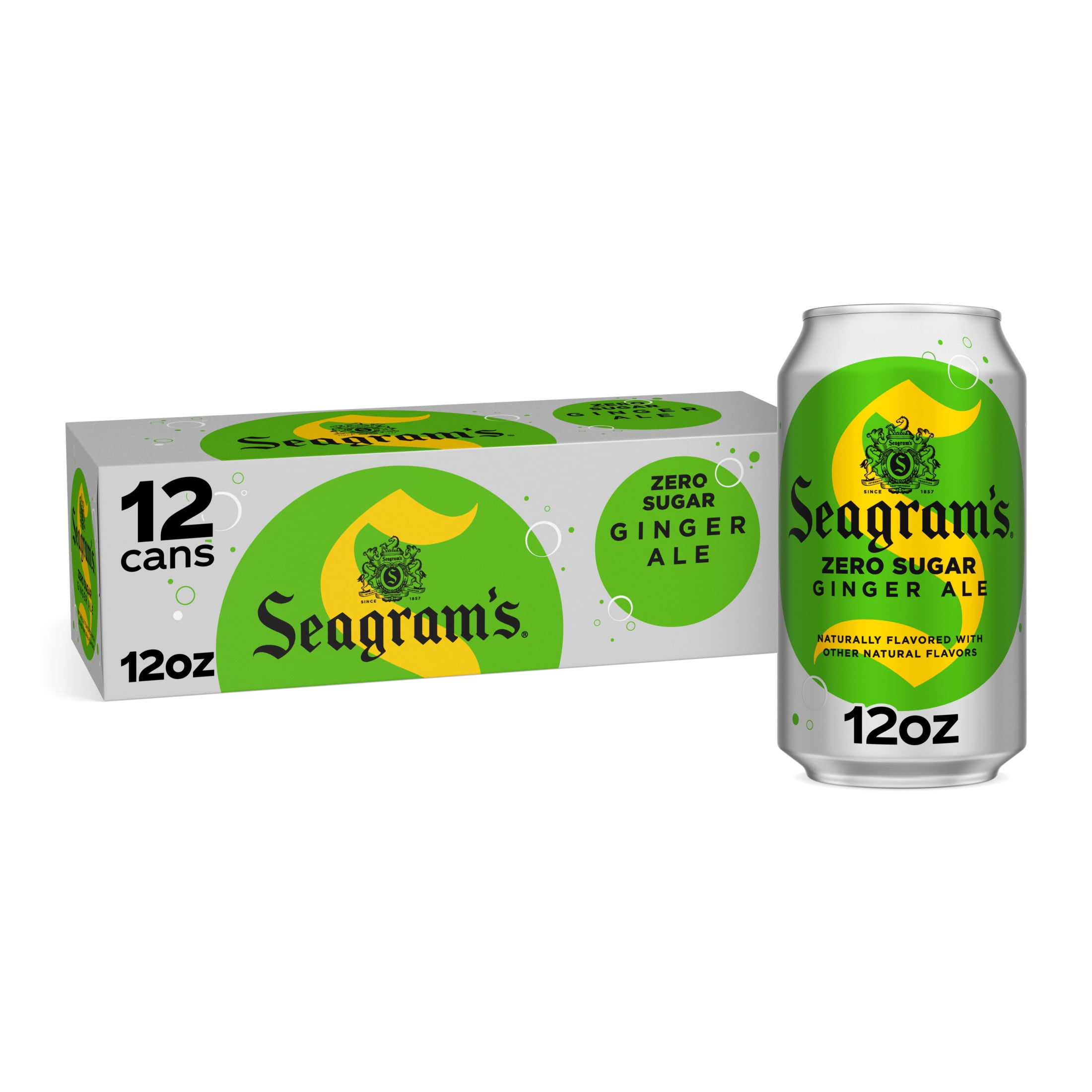 Seagrams Diet Zero Sugar Ginger Ale Soda Pop, 12 fl oz, 12 Pack Cans