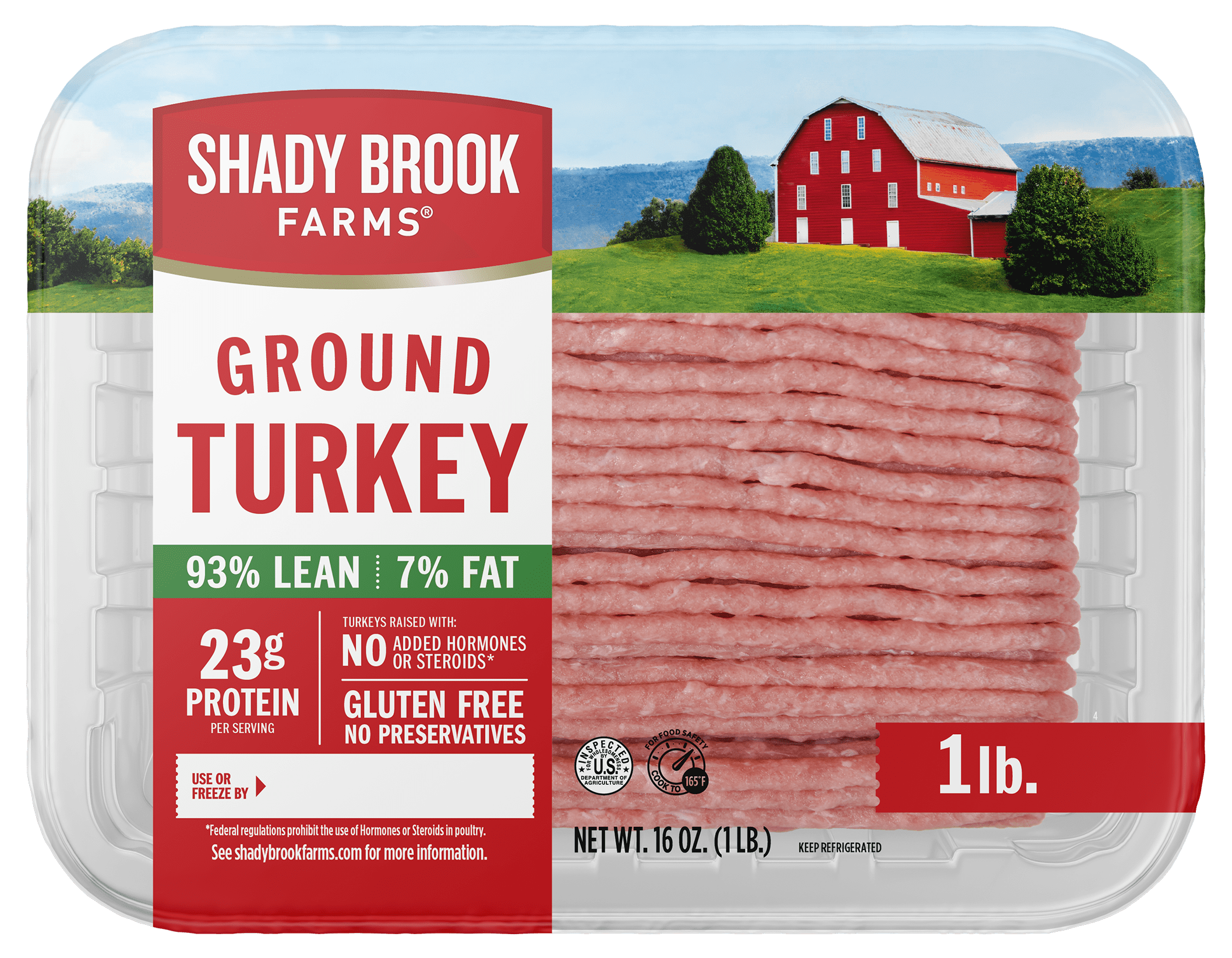 Shady Brook Farms Ground Turkey 93/ 7%, Tray, 1 Pound, 22 Grams of Protein per Serving