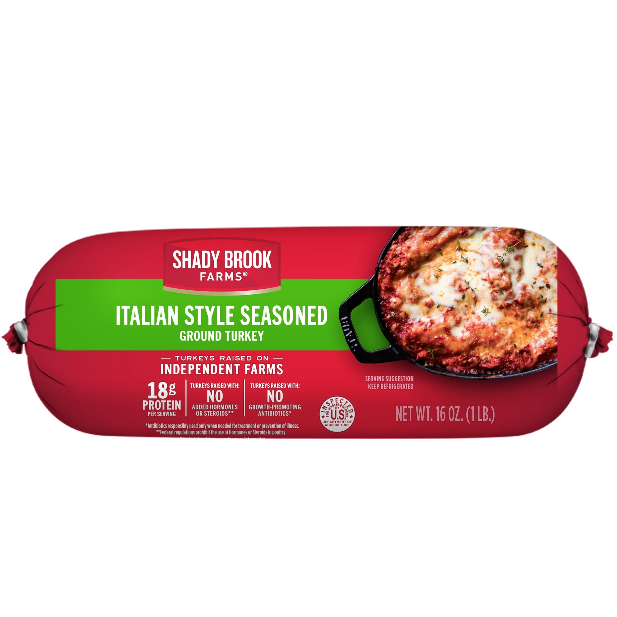 Shady Brook Farms Italian Style Seasoned Fresh Ground Turkey, Roll, 1 Pound, 18 Grams of Protein per Serving