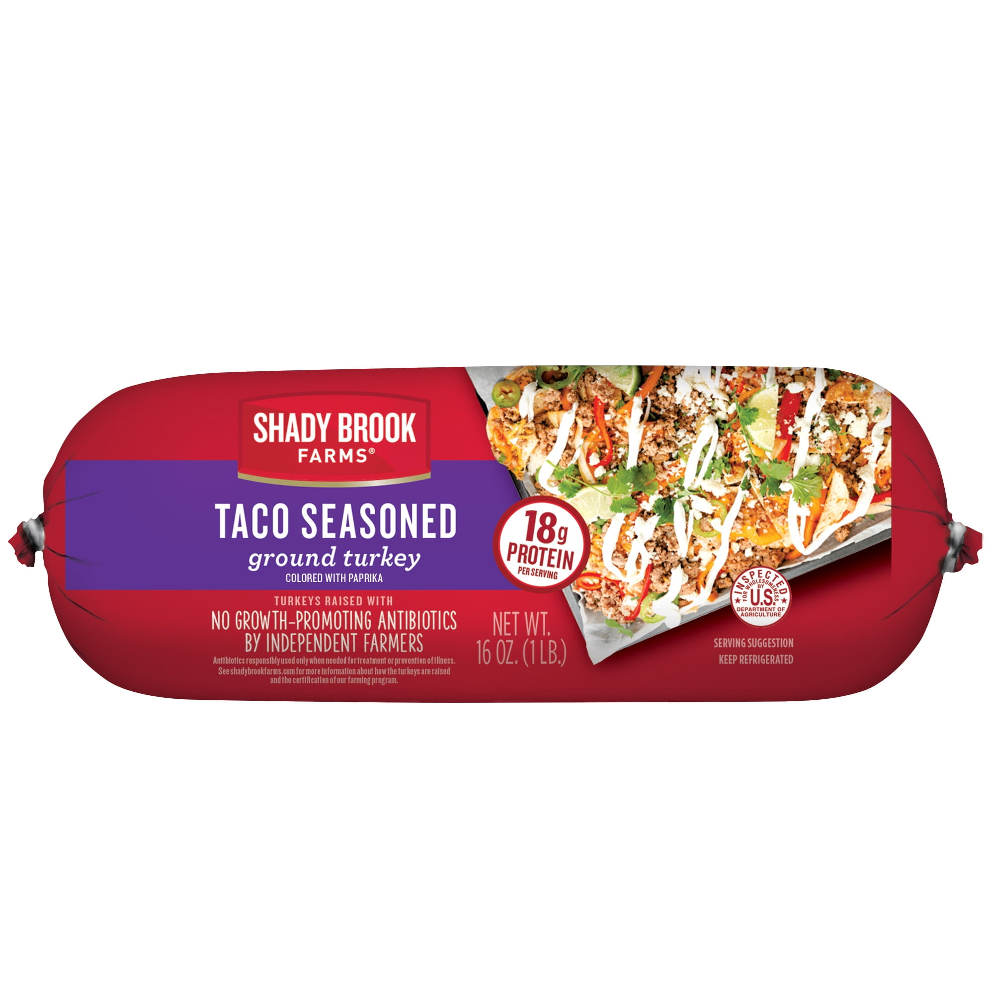 Shady Brook Farms Taco Seasoned Ground Turkey, Roll, 1 Pound, 18 Grams of Protein per Serving