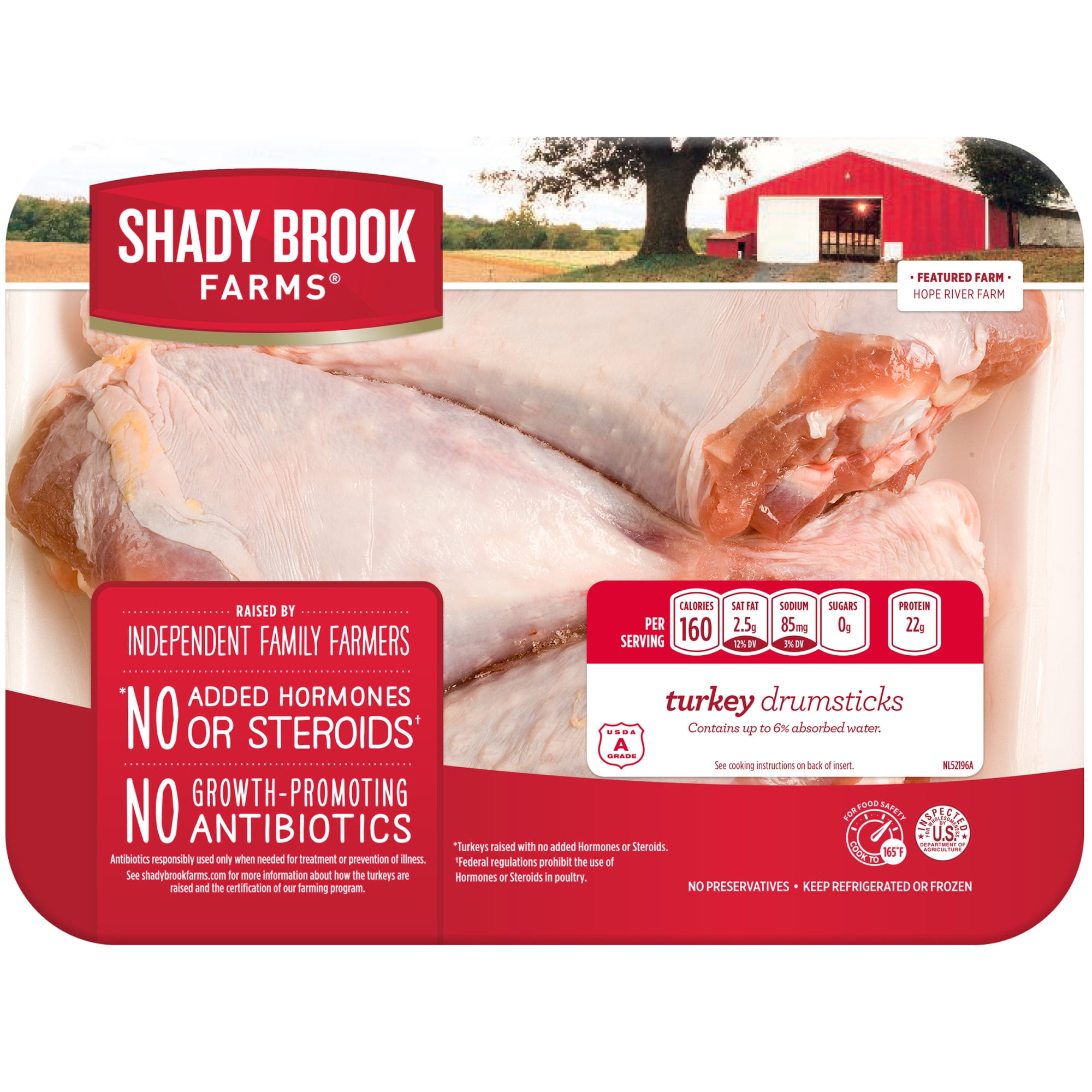 Shady Brook Farms Turkey Drumsticks, 3 Pieces Tray, Fresh, 2 - 2.5 lbs.
