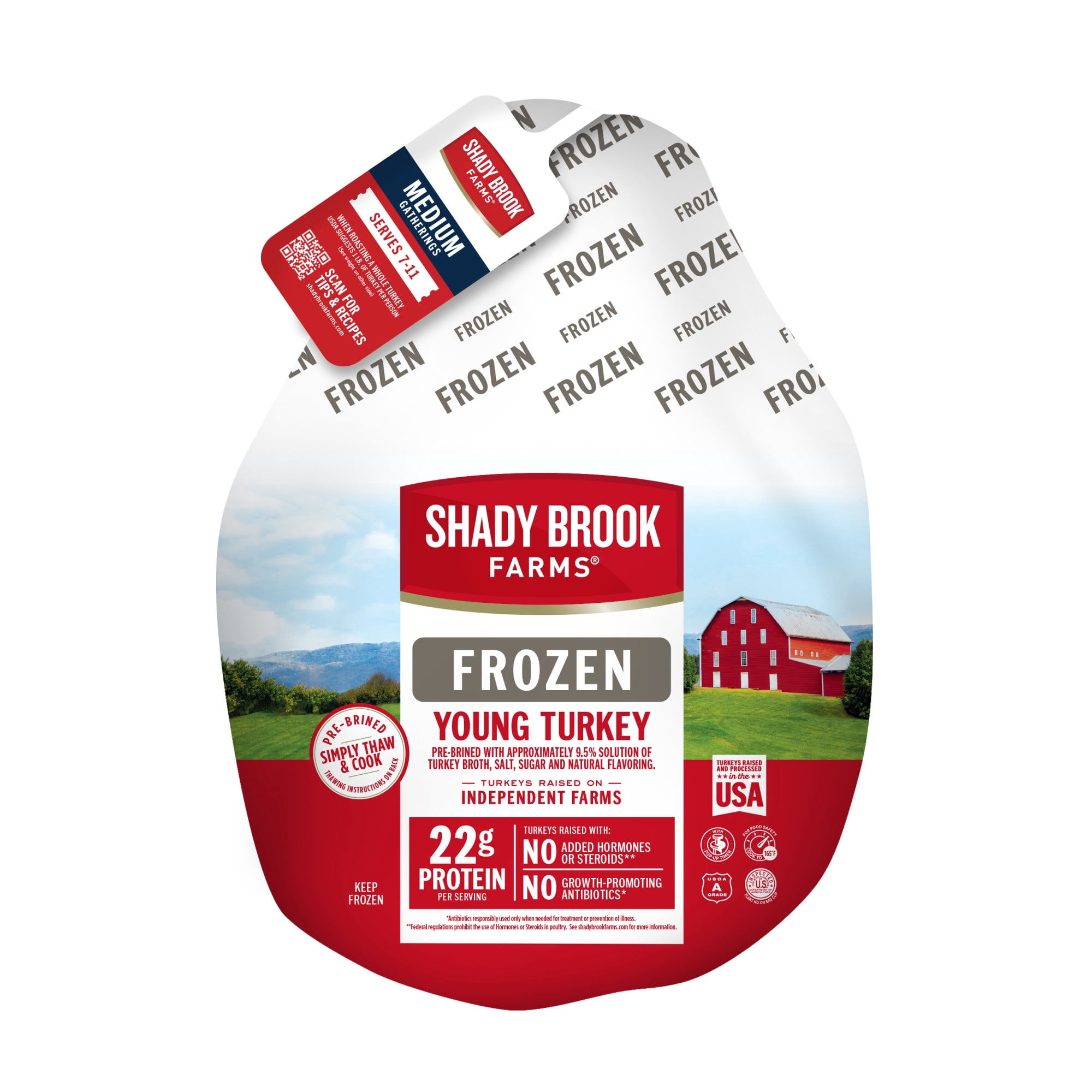 Shady Brook Farms, Frozen, Whole, Turkey, 10 - 16 lbs, Serves 7 - 11, 22g of Protein per Serving