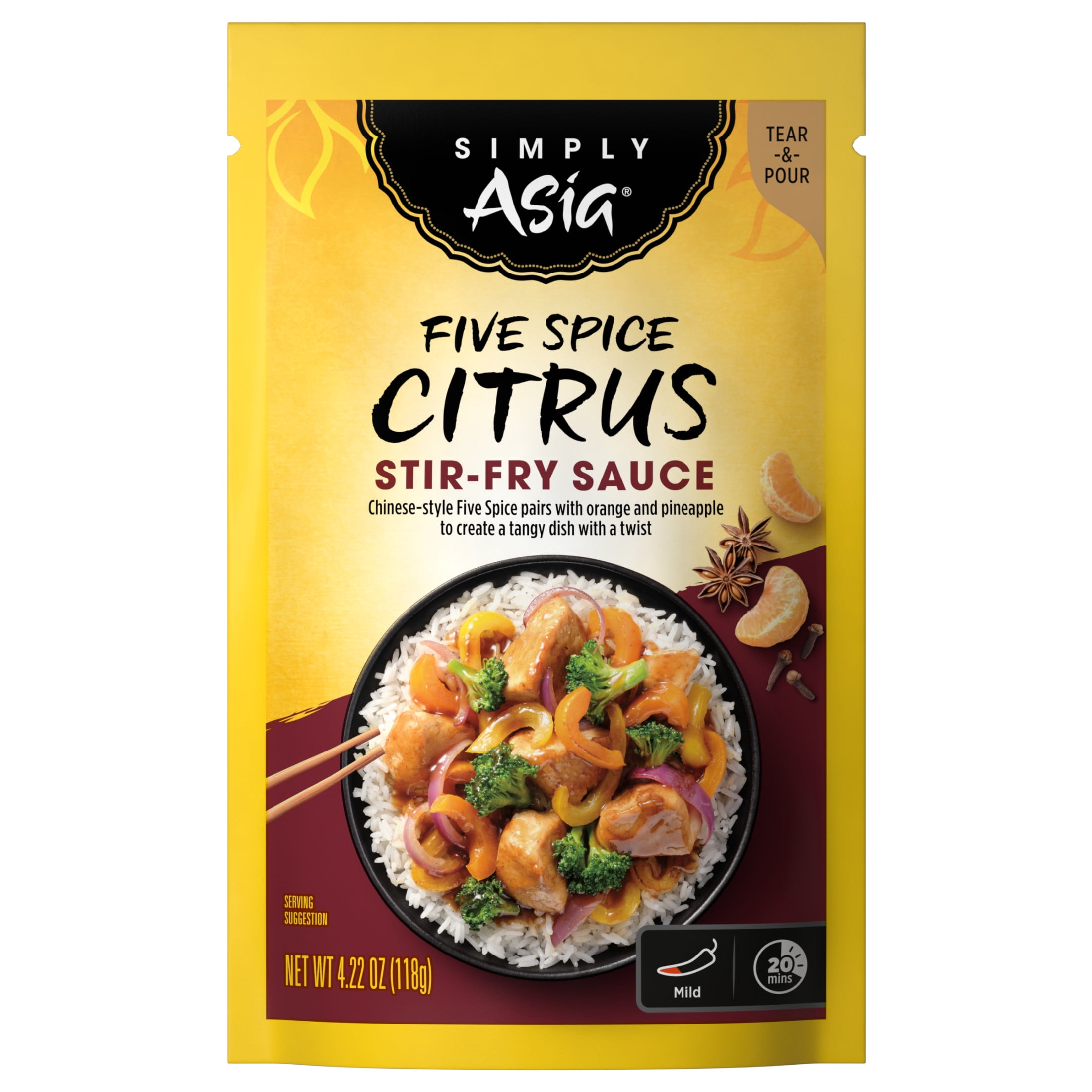 Simply Asia Five Spice Citrus Stir-Fry Sauce, 4.22 oz Pouch