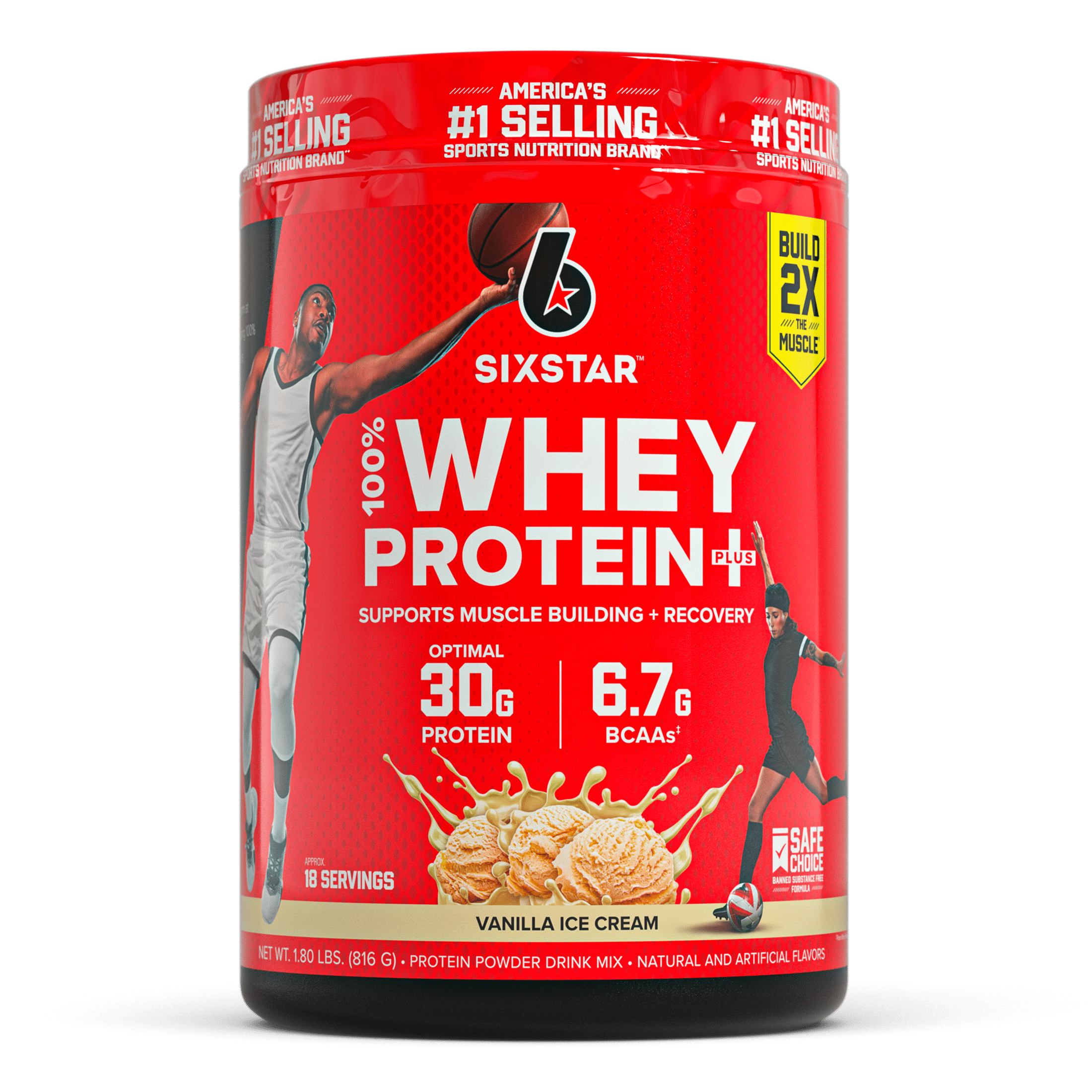 Six Star Pro Nutrition 100% Whey Protein Powder Plus, 30g Protein, Vanilla Cream, 1.81 lbs