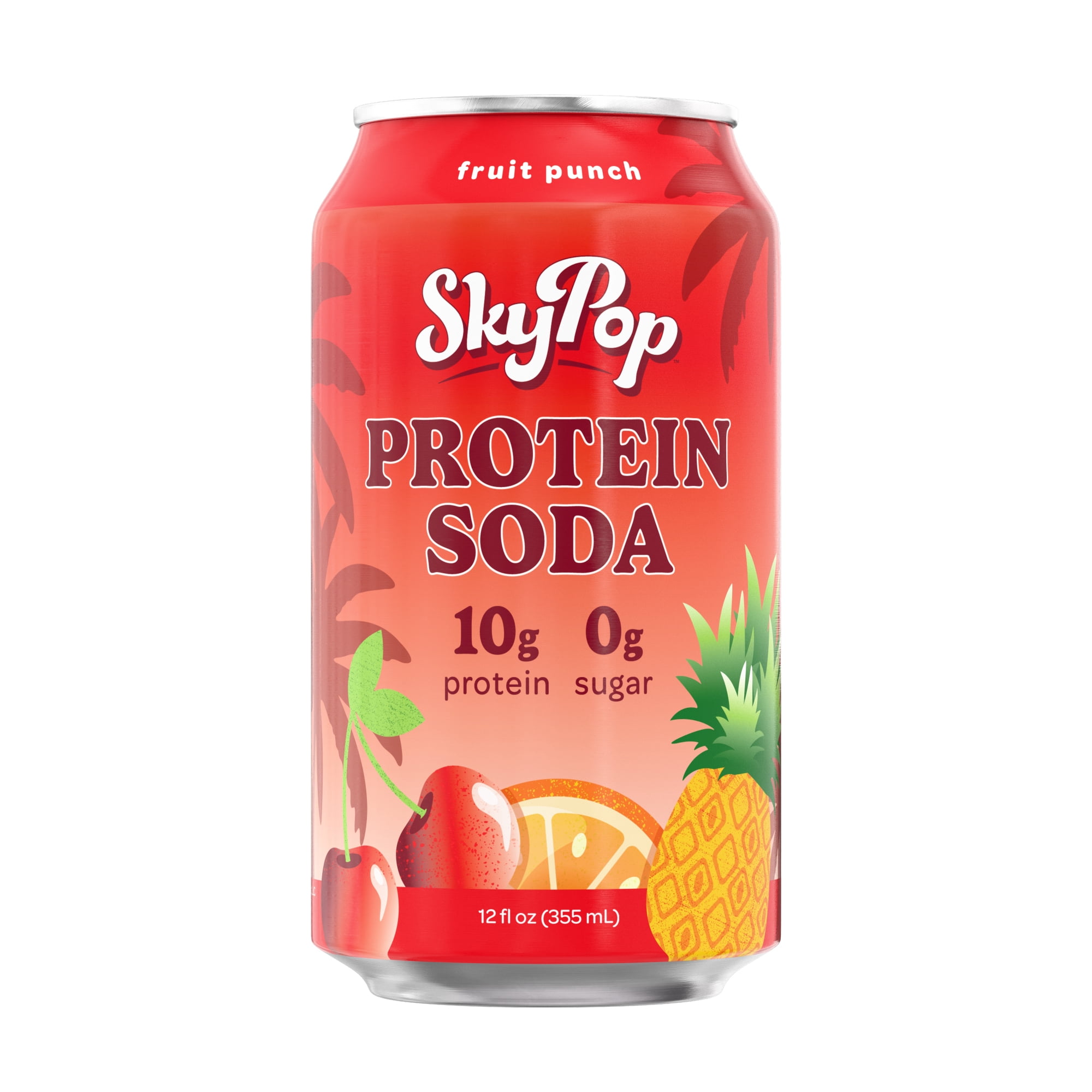 SkyPop Protein Soda Fruit Punch, 10g Protein, 12 fl oz