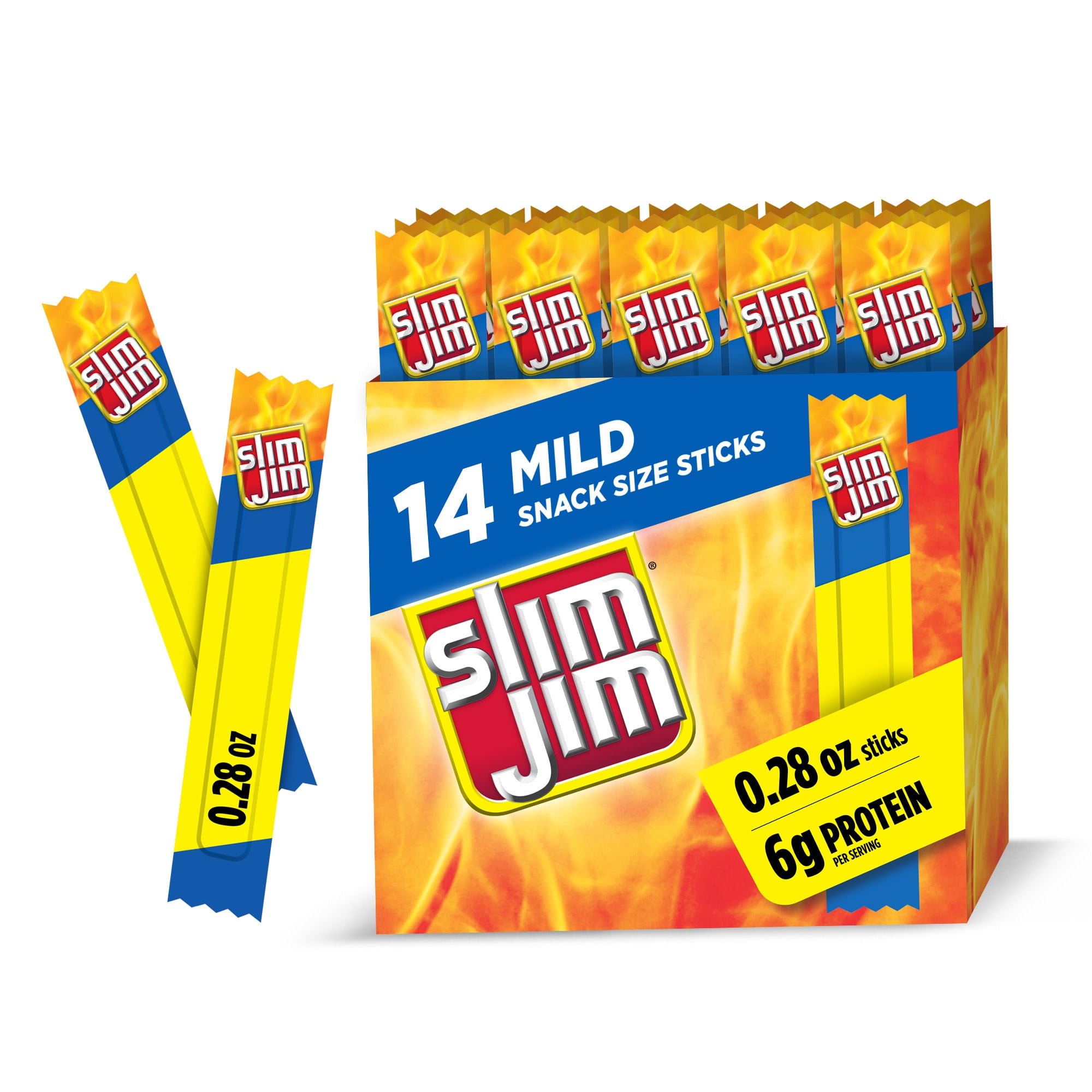 Slim Jim Smoked Jerky Meat Snack Sticks, Mild Flavor, 6g Protein Per Serving, Halloween Snacks, 0.28 oz. (14-Count)