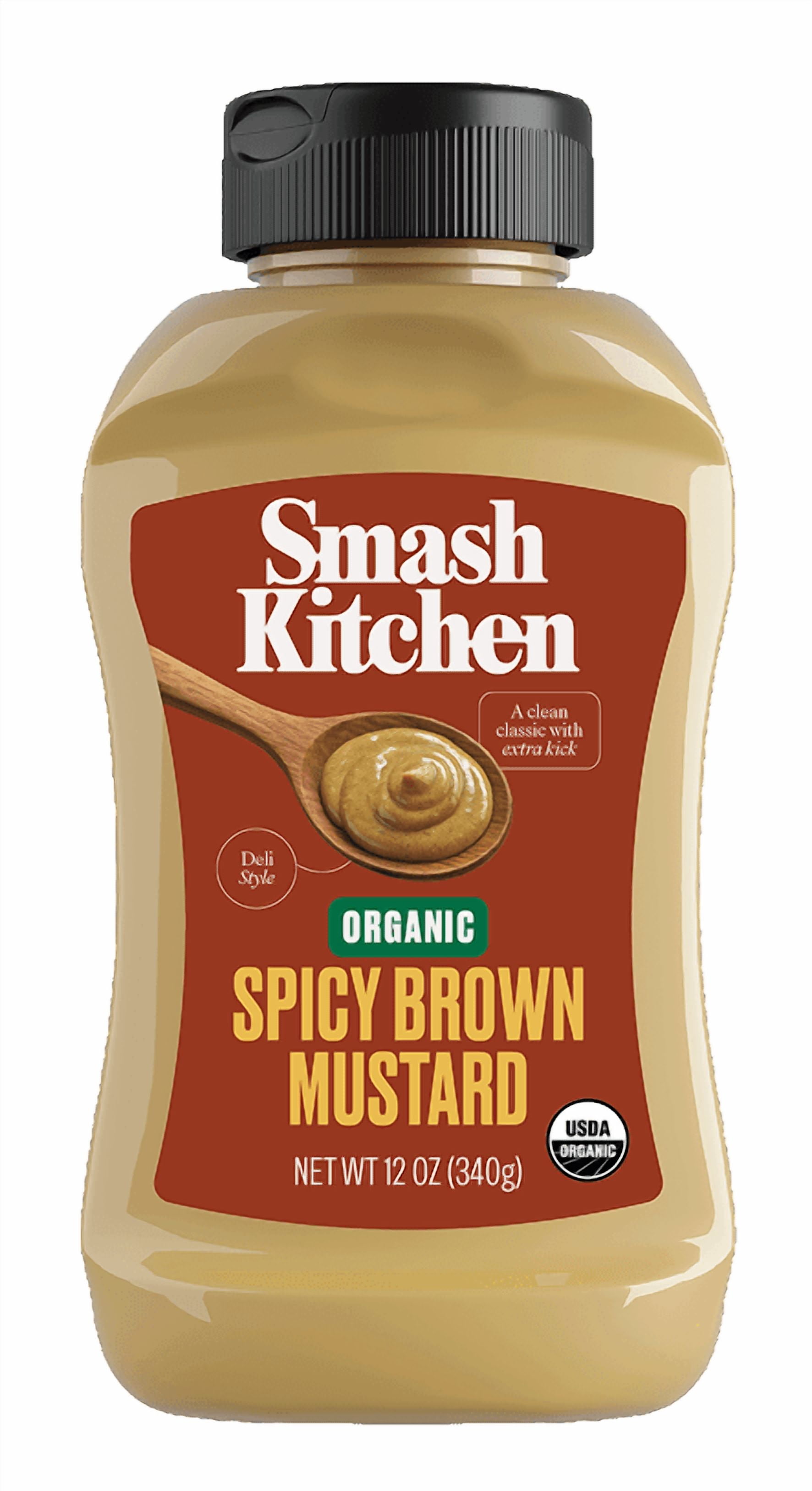 Smash Kitchen Organic Spicy Brown Mustard, 12 oz Bottle