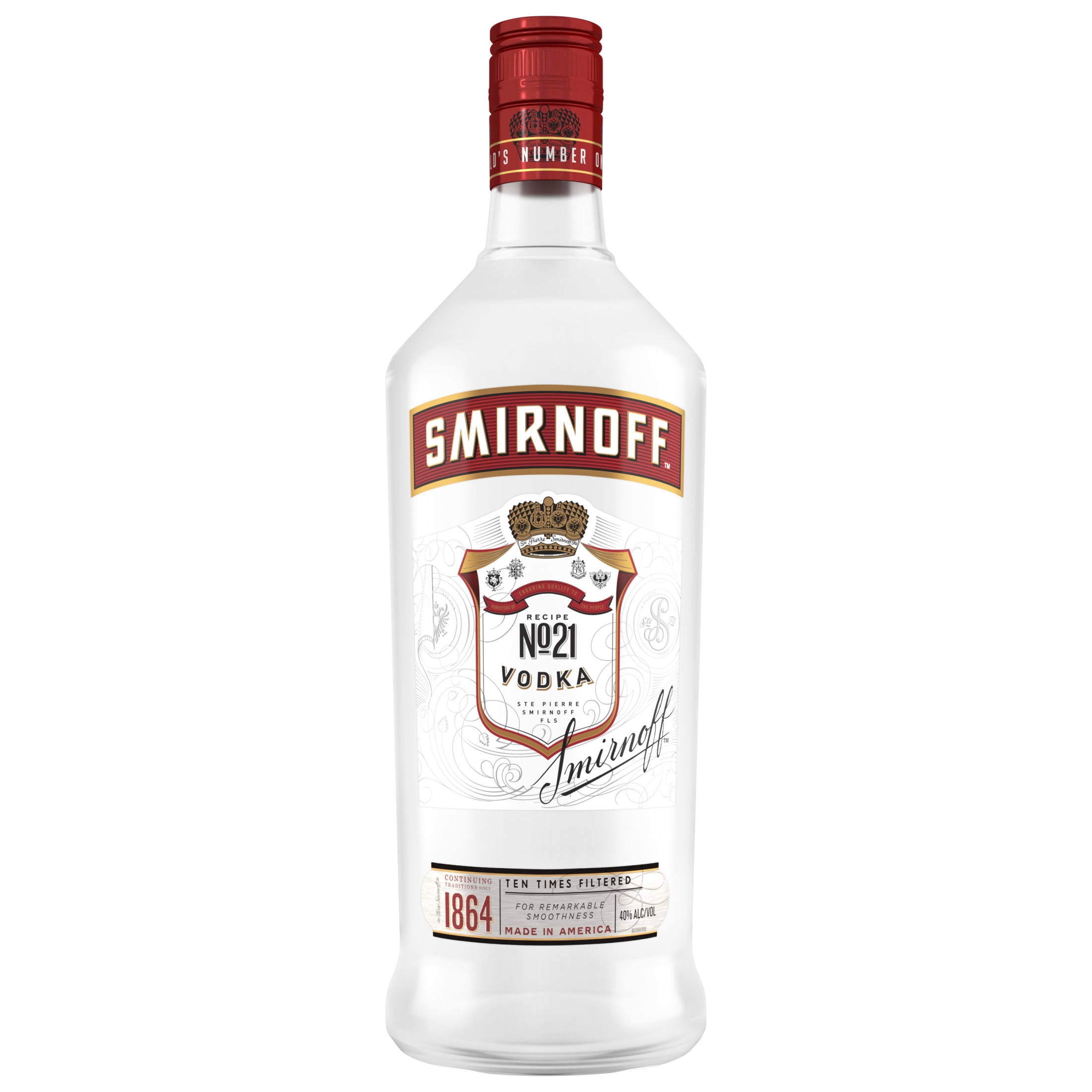 Smirnoff No. 21 80 Proof Vodka, 1.75 L PET Bottle, 40% ABV