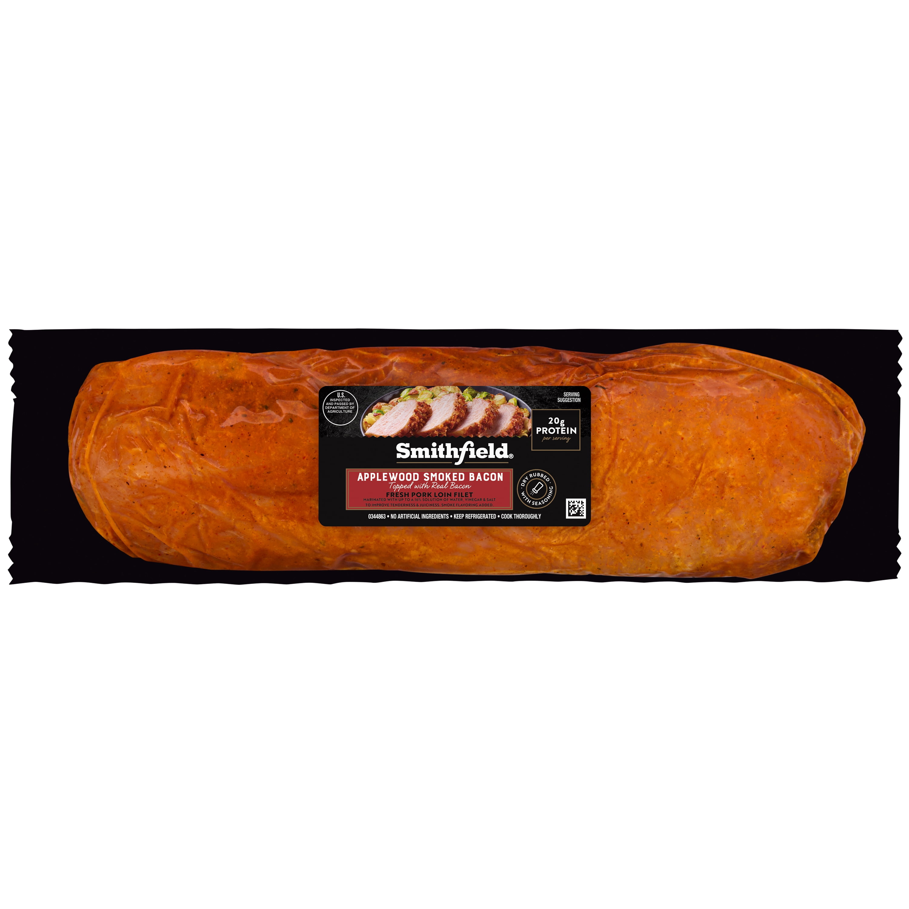 Smithfield Applewood Smoked Bacon Fresh Seasoned Pork Loin Filet, 2.03 - 3lb, 20 Grams of Protein per Serving