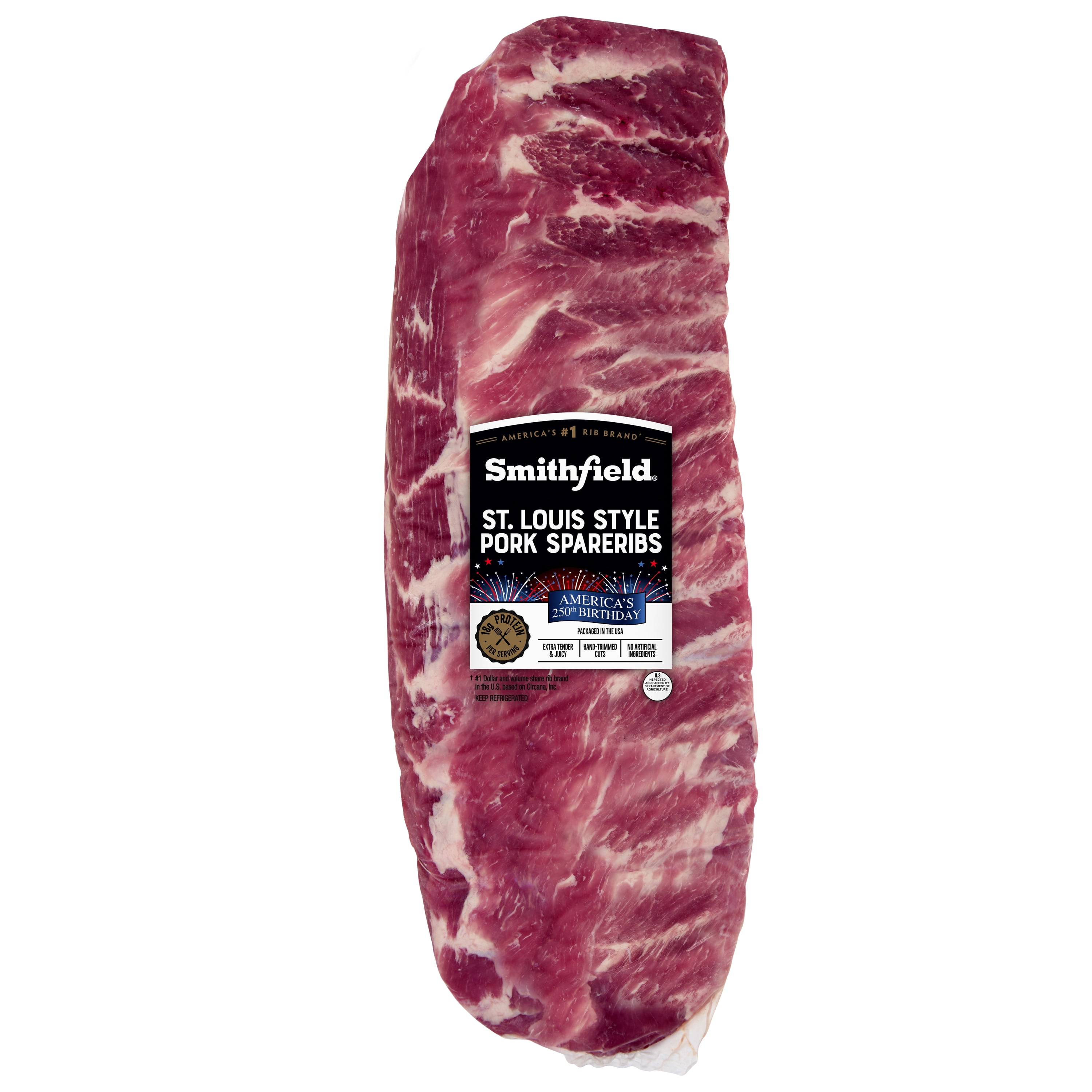 Smithfield St. Louis-Style, Pork, Spareribs, 2.1-5.1 lb (Fresh), 18 Grams of Protein per 4 oz Serving