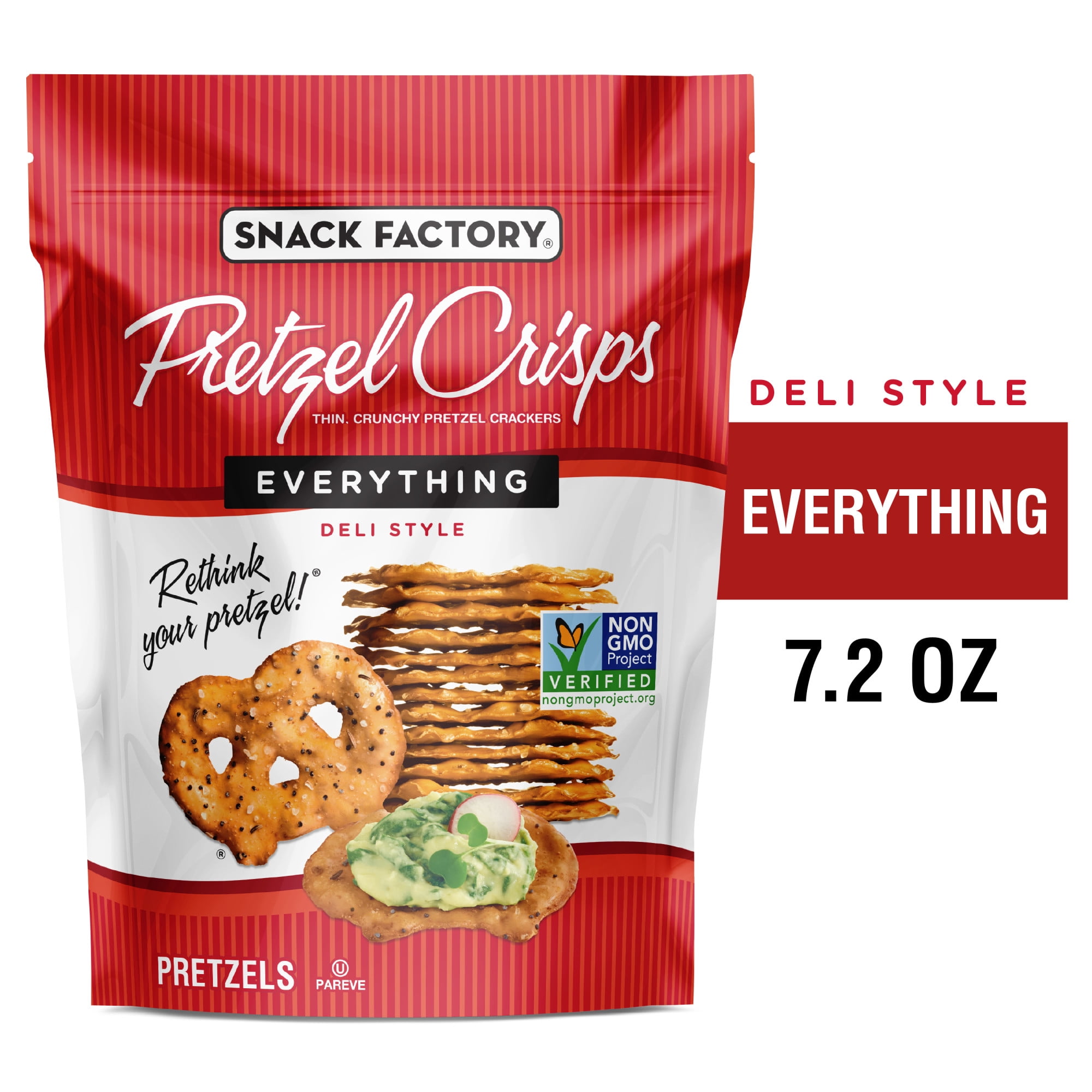Snack Factory Everything Pretzel Crisps, Non-GMO, 7.2 oz Resealable Bag