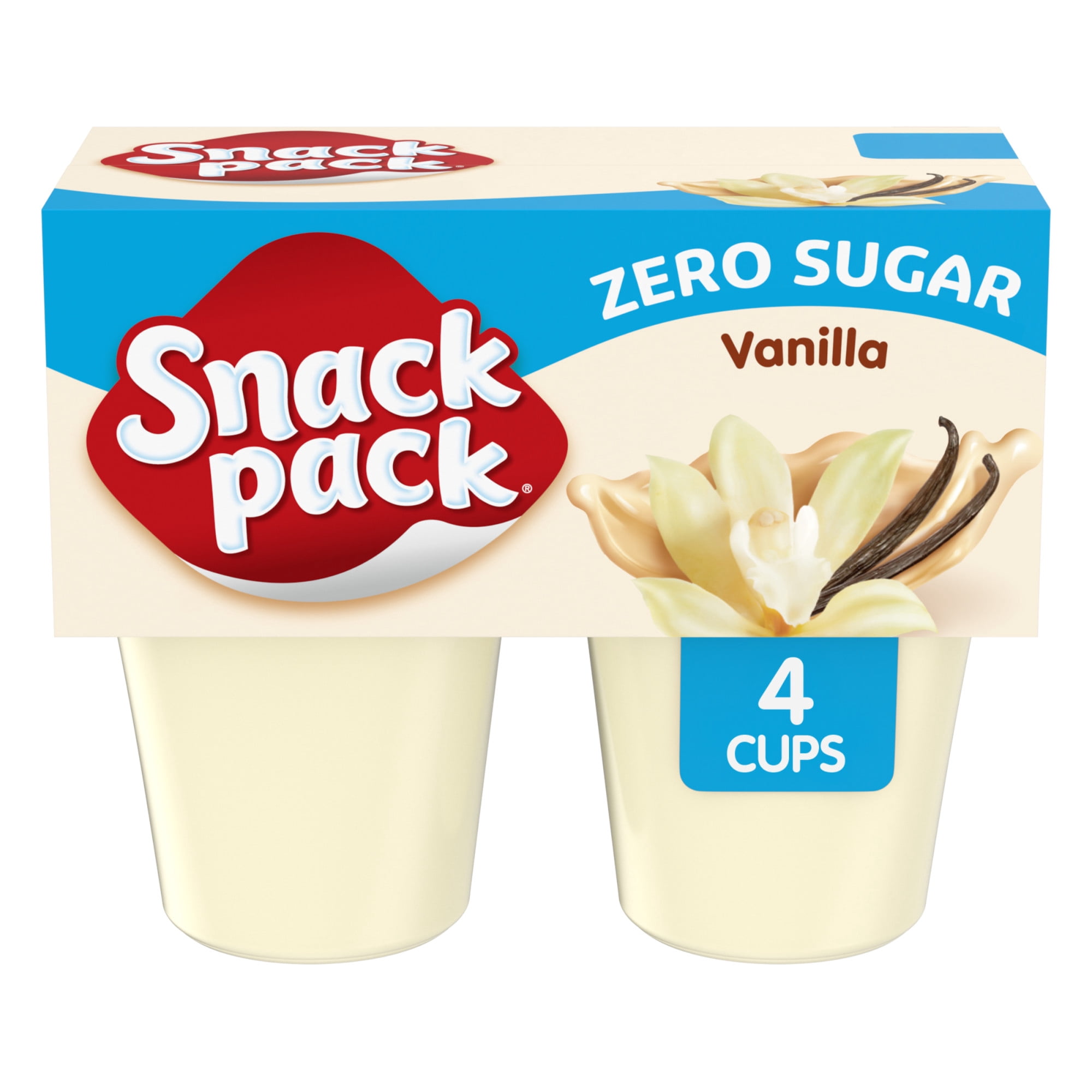 Snack Pack Zero Sugar Vanilla Pudding, 3.25 oz Pudding Cups, 4 Count
