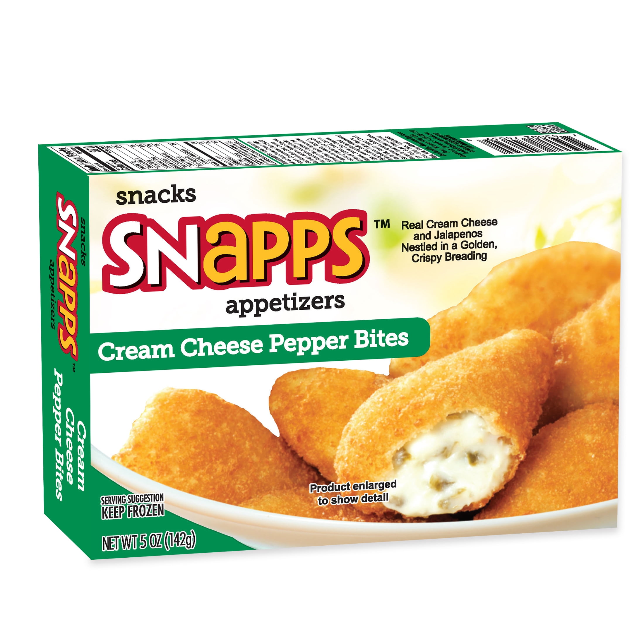 Snapps Frozen Appetizers Cream Cheese Jalapeno Pepper Bites, 5oz Cardboard Box