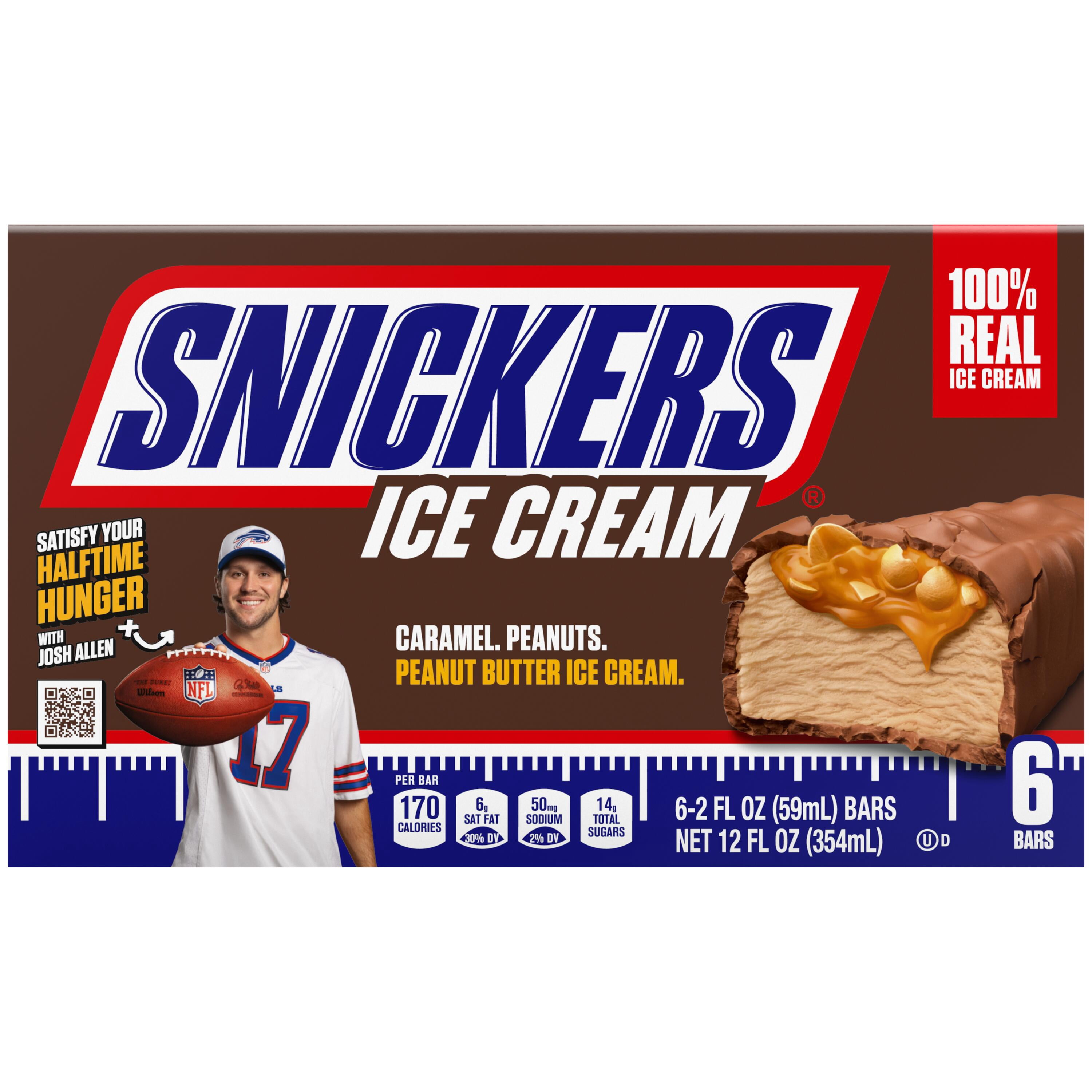 Snickers Football Creamy Peanut Butter Ice Cream Bars 12 fl oz, 6 Pack