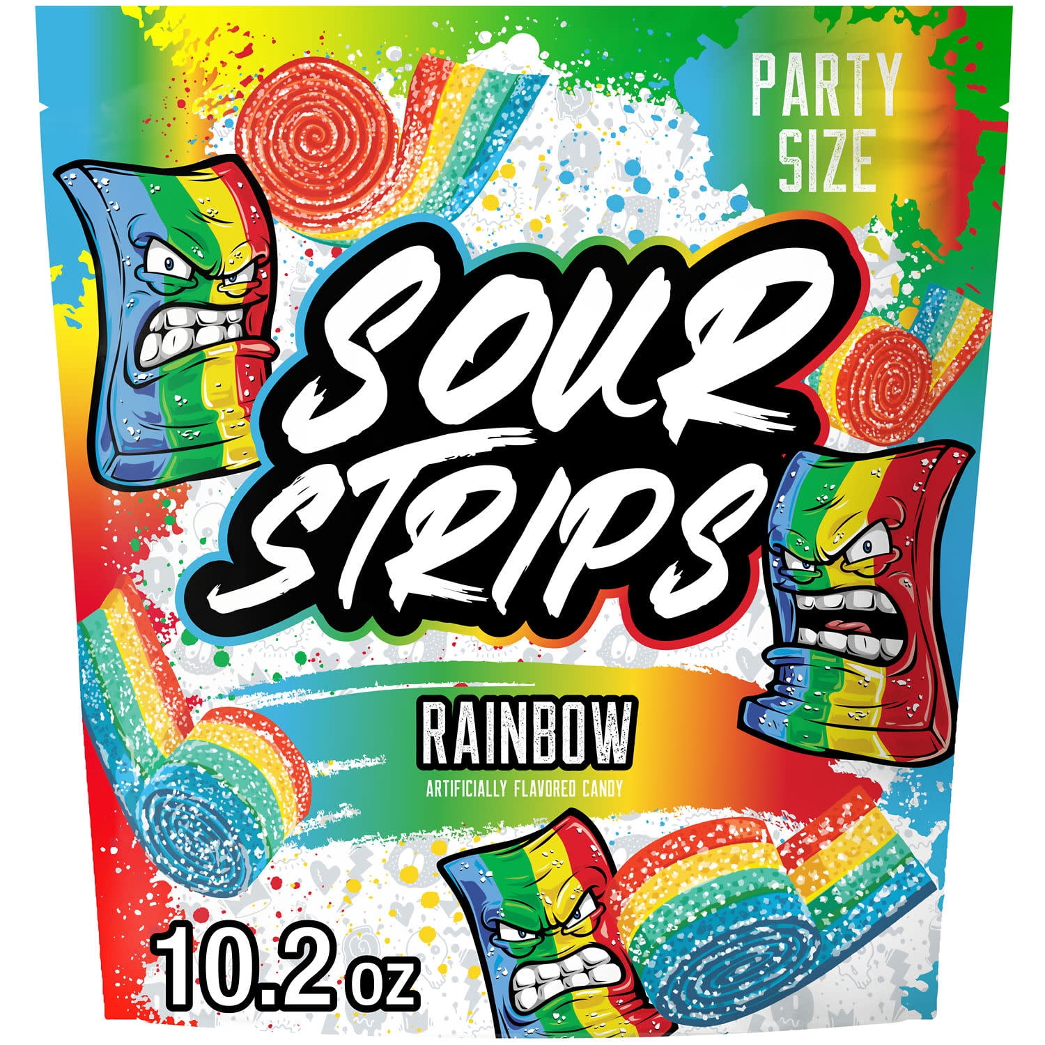 Sour Strips Rainbow Flavored Chewy, Candy Party Bag, 10.2 oz