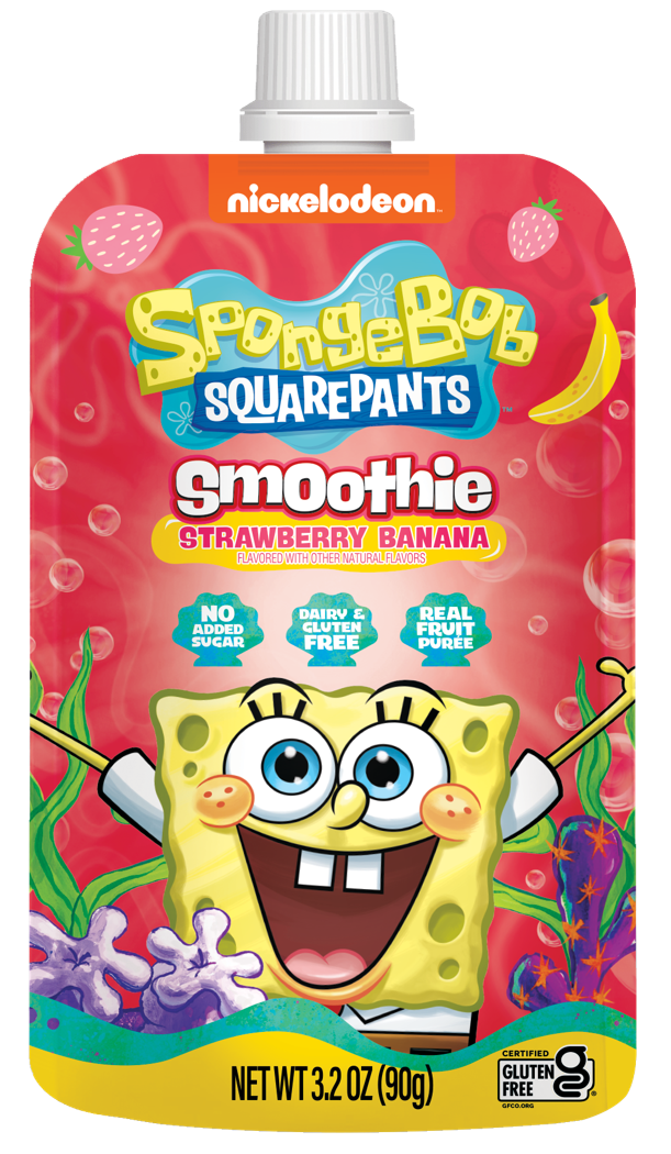 Sponge Bob Square Pants Ready to Drink Fruit Puree Smoothie - Strawberry Banana, 3.2 Ounces