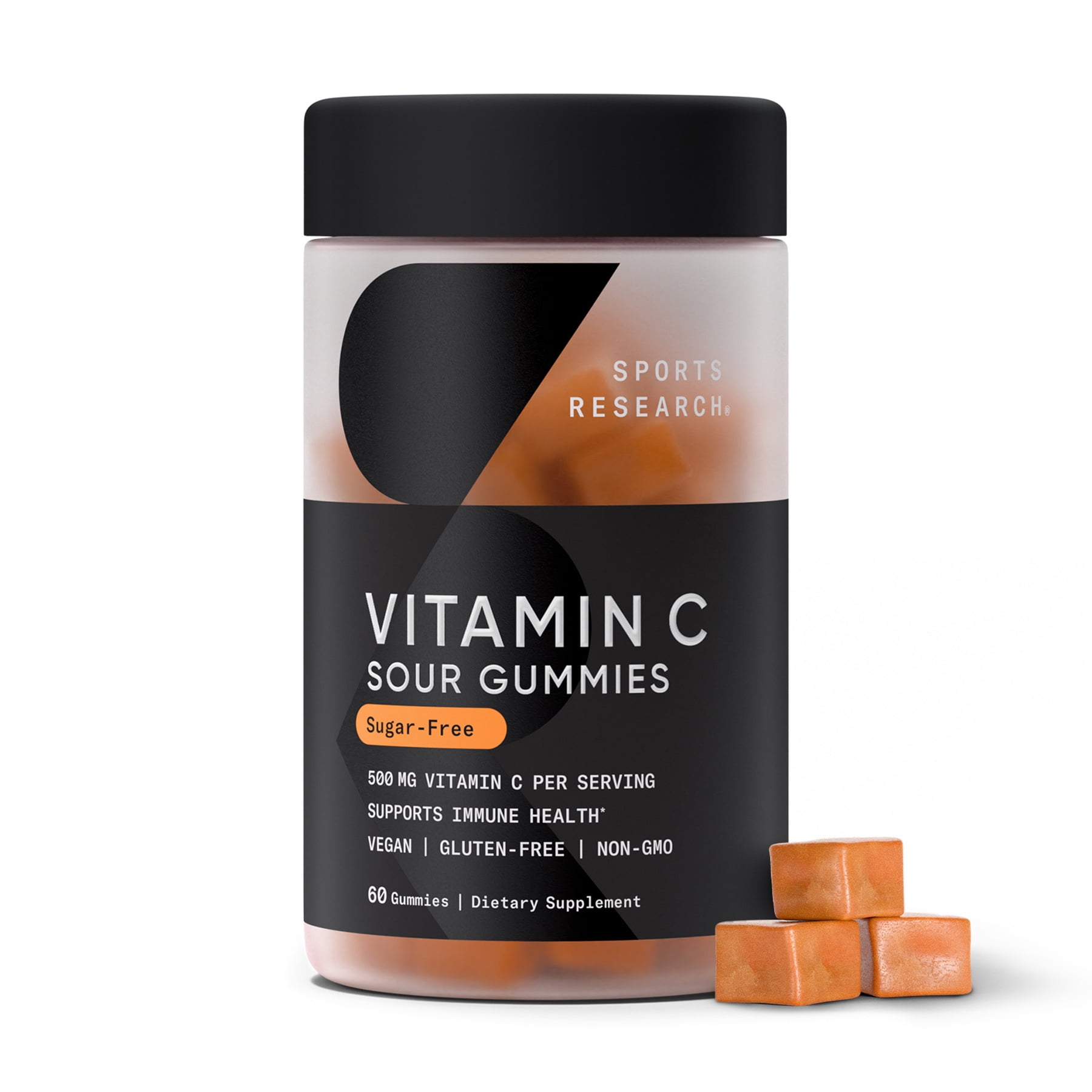 Sports Research Vitamin C Gummies 500mg, 60 Count (Sour Flavor)
