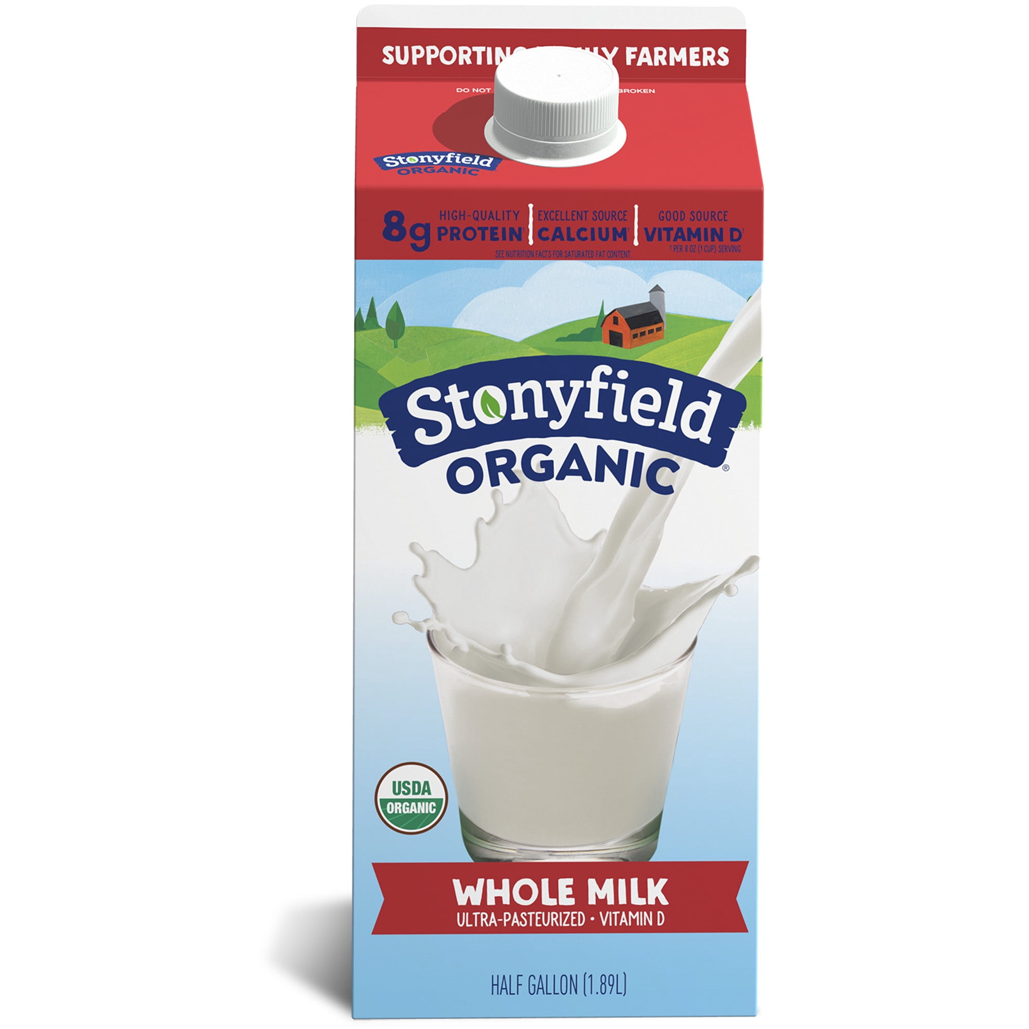 Stonyfield Organic Whole Vitamin D Milk, 64 fl oz, Half Gallon